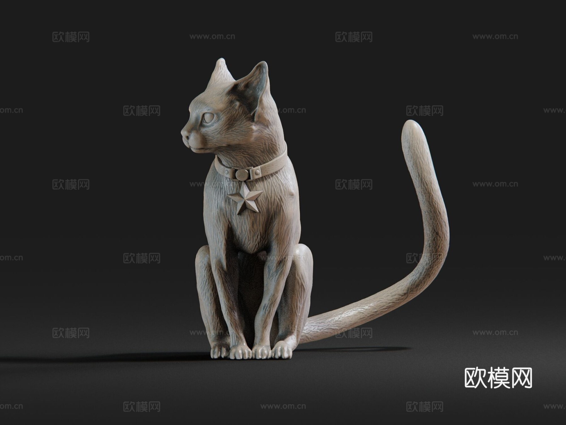 猫 雕塑3d模型