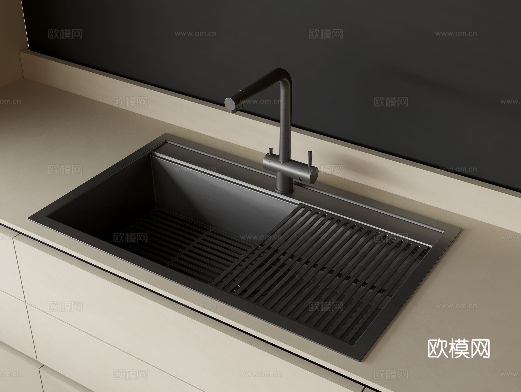 不锈钢水槽 洗菜盆 台盆 水龙头3d模型