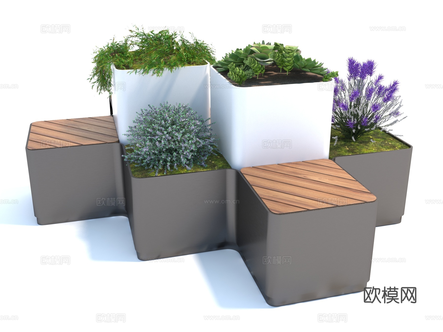 现代风格景观座椅3d模型