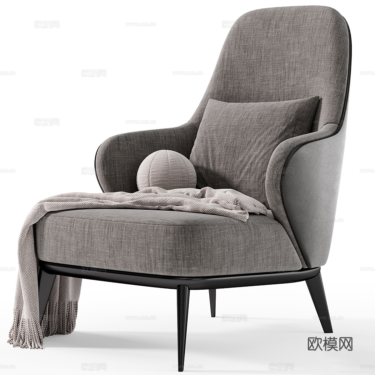 现代意式 Minotti Leslie 扶手椅3d模型
