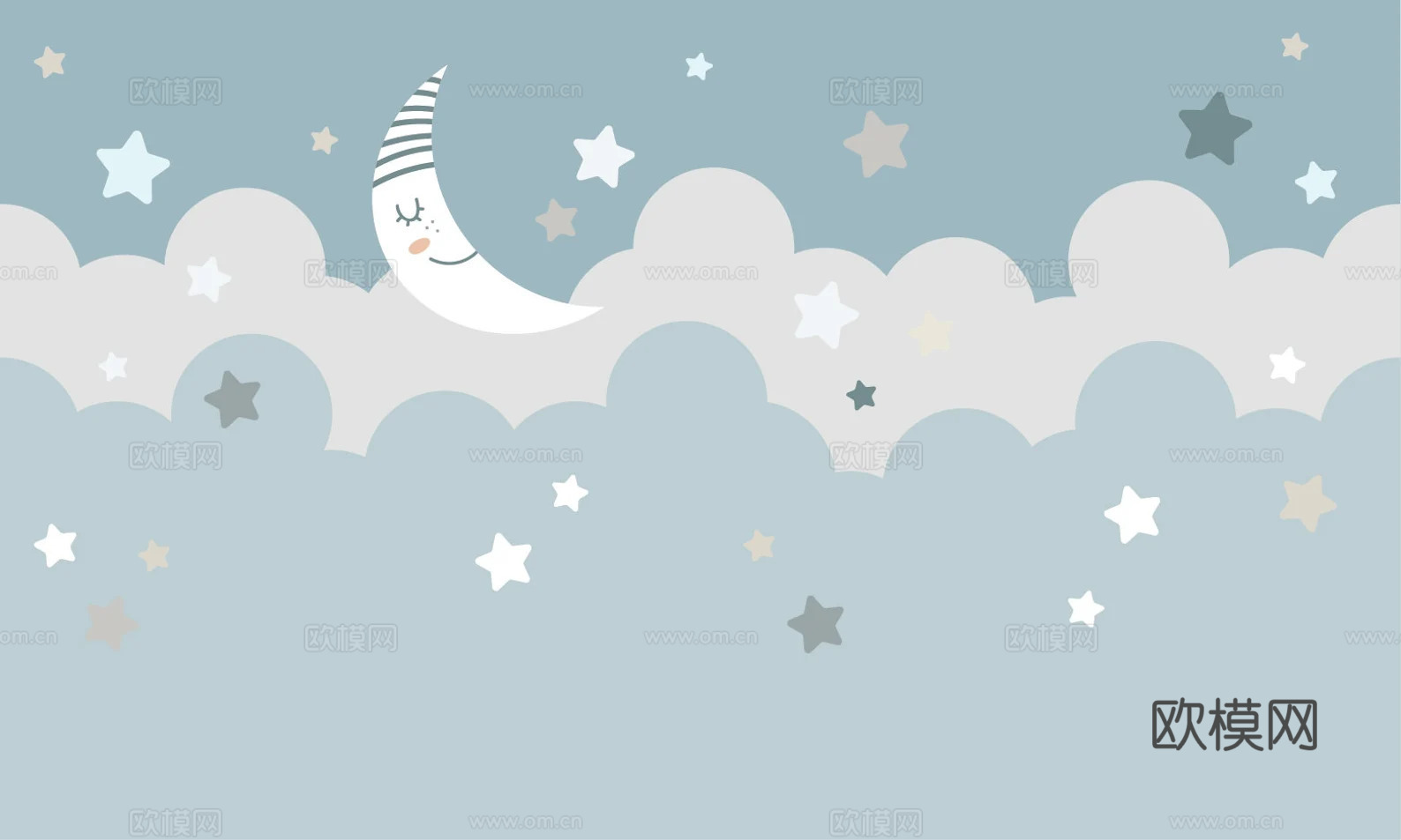 卡通 太空 动物  肌理墙布 壁纸无缝贴图