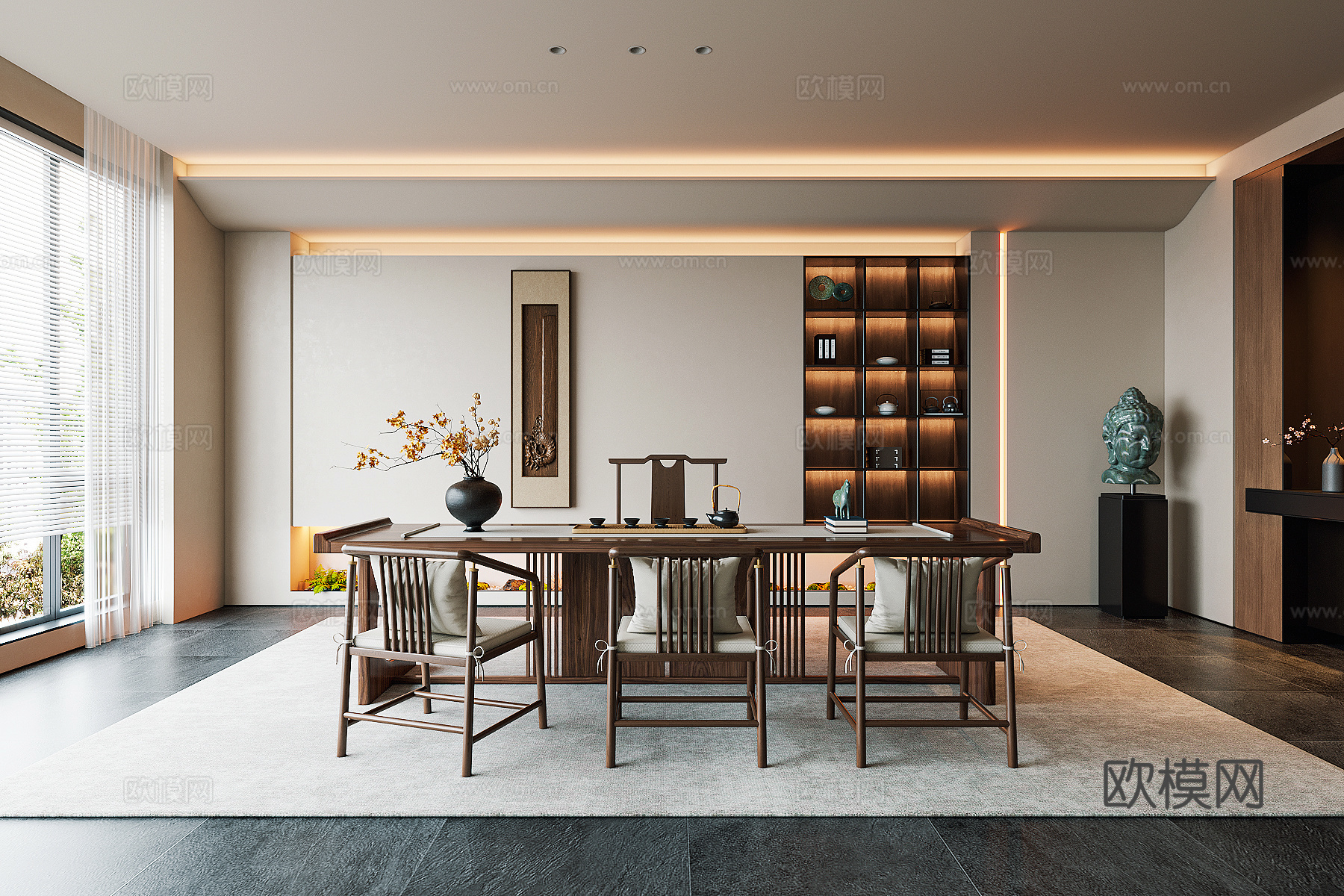 新中式茶室su模型