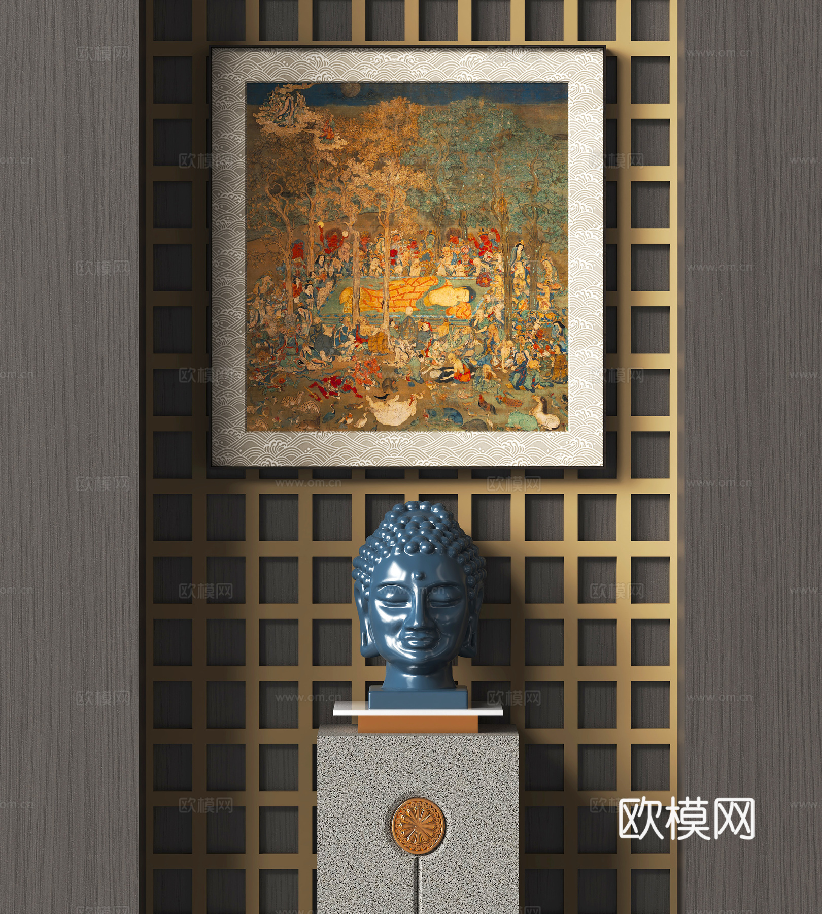 中古风装饰挂画 雕塑摆件3d模型