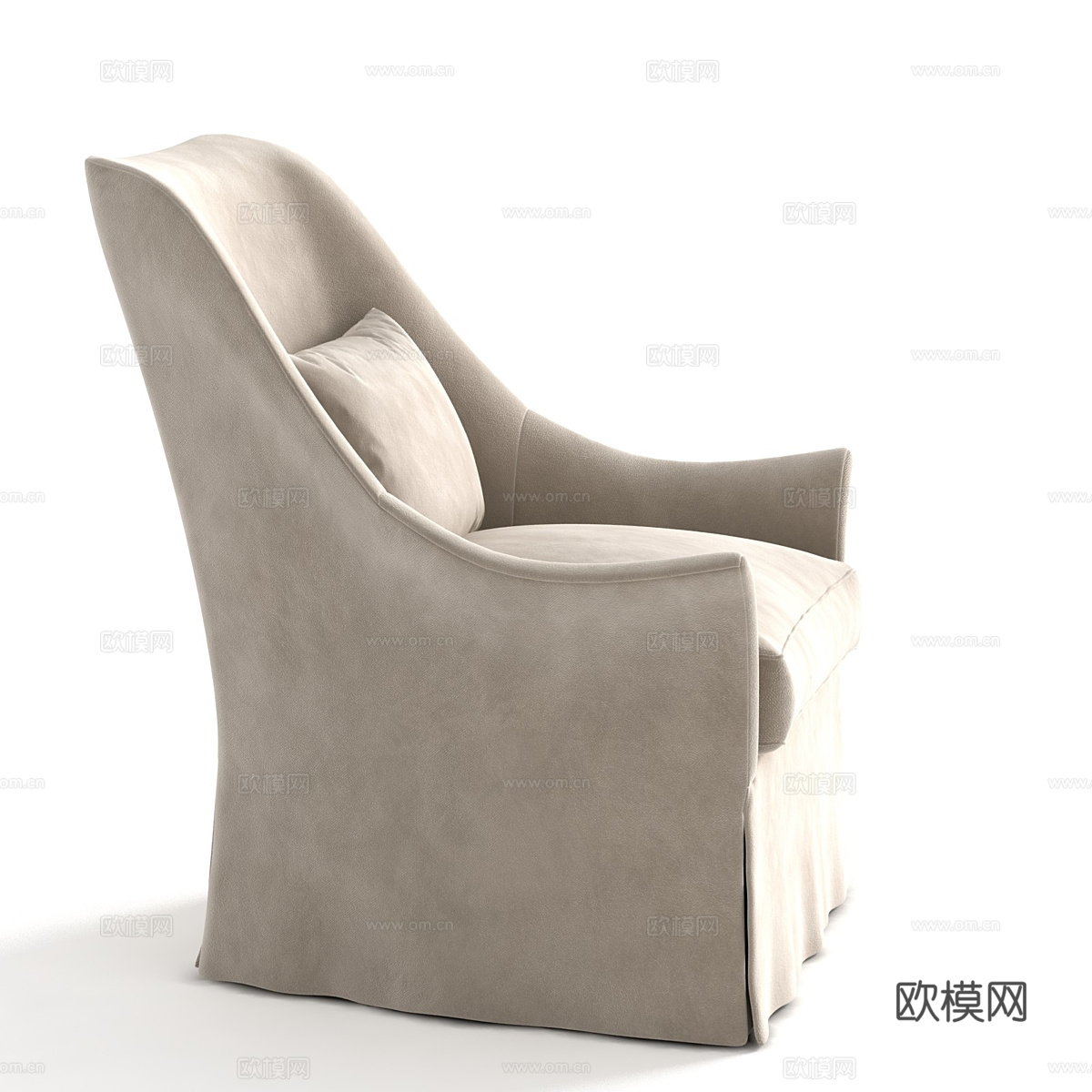 美式简约布艺沙发椅3d模型