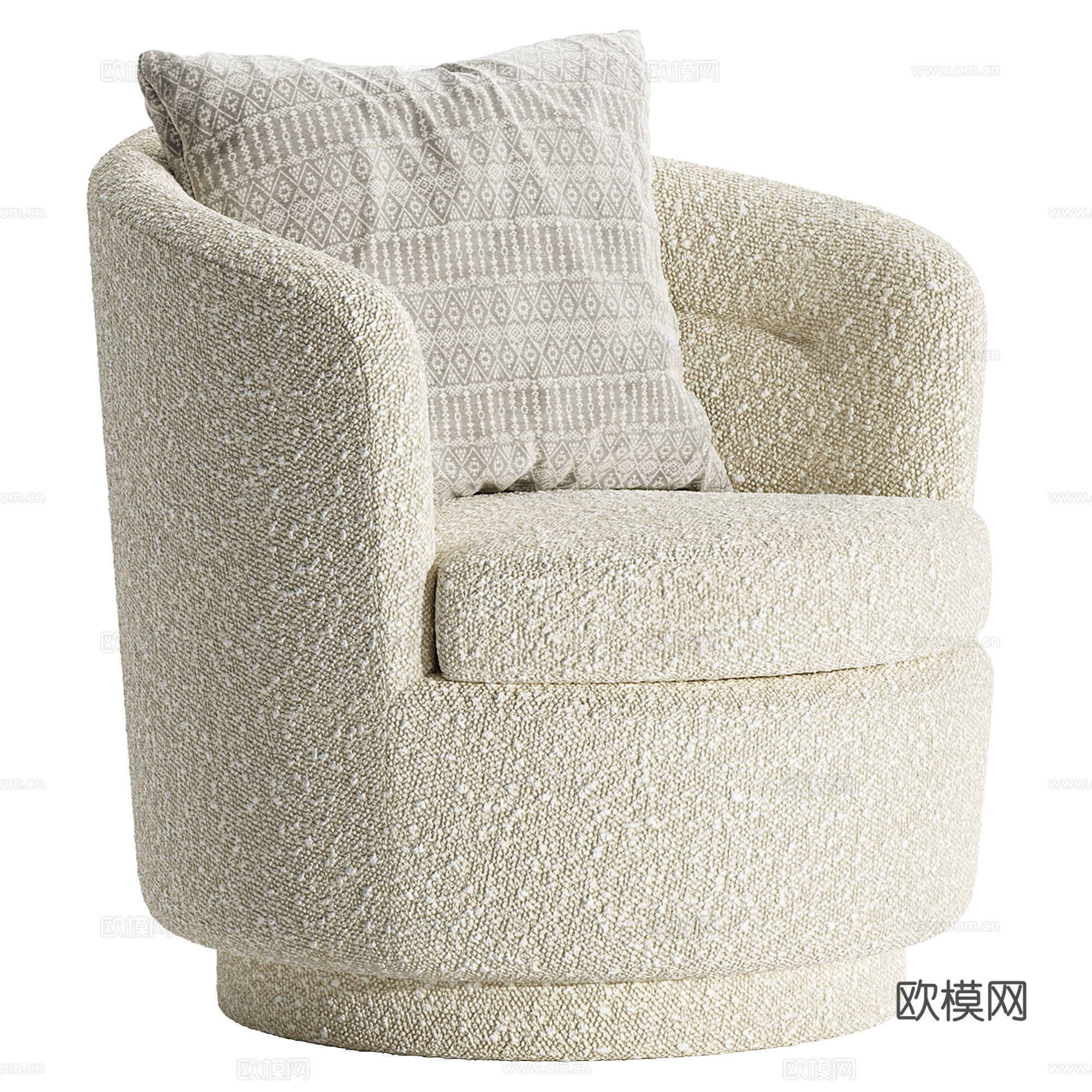 现代奶油风布艺扶手椅3d模型