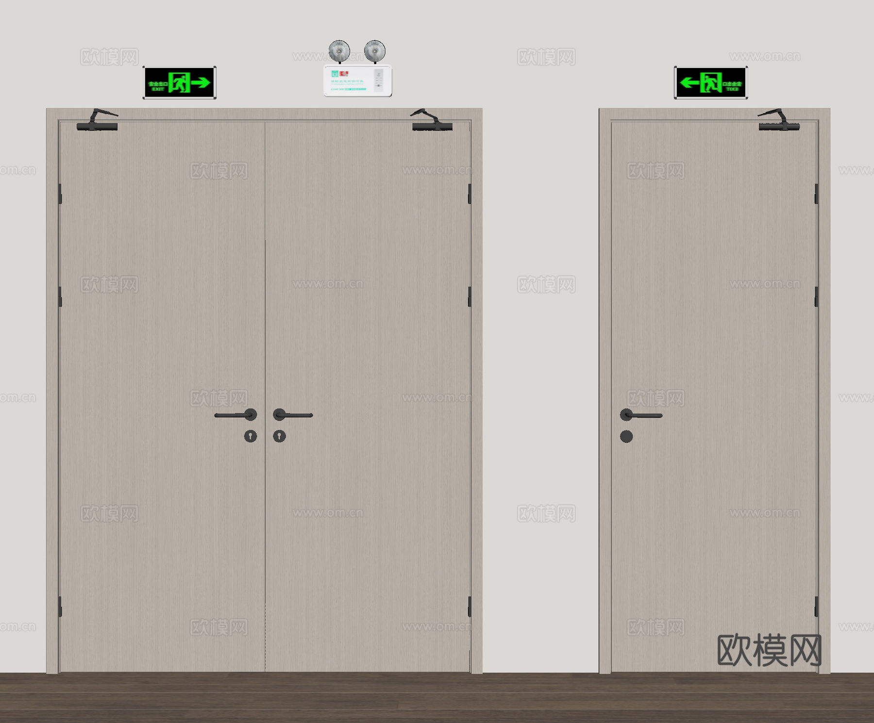 消防门 防火门 安全门 应急照明灯su模型