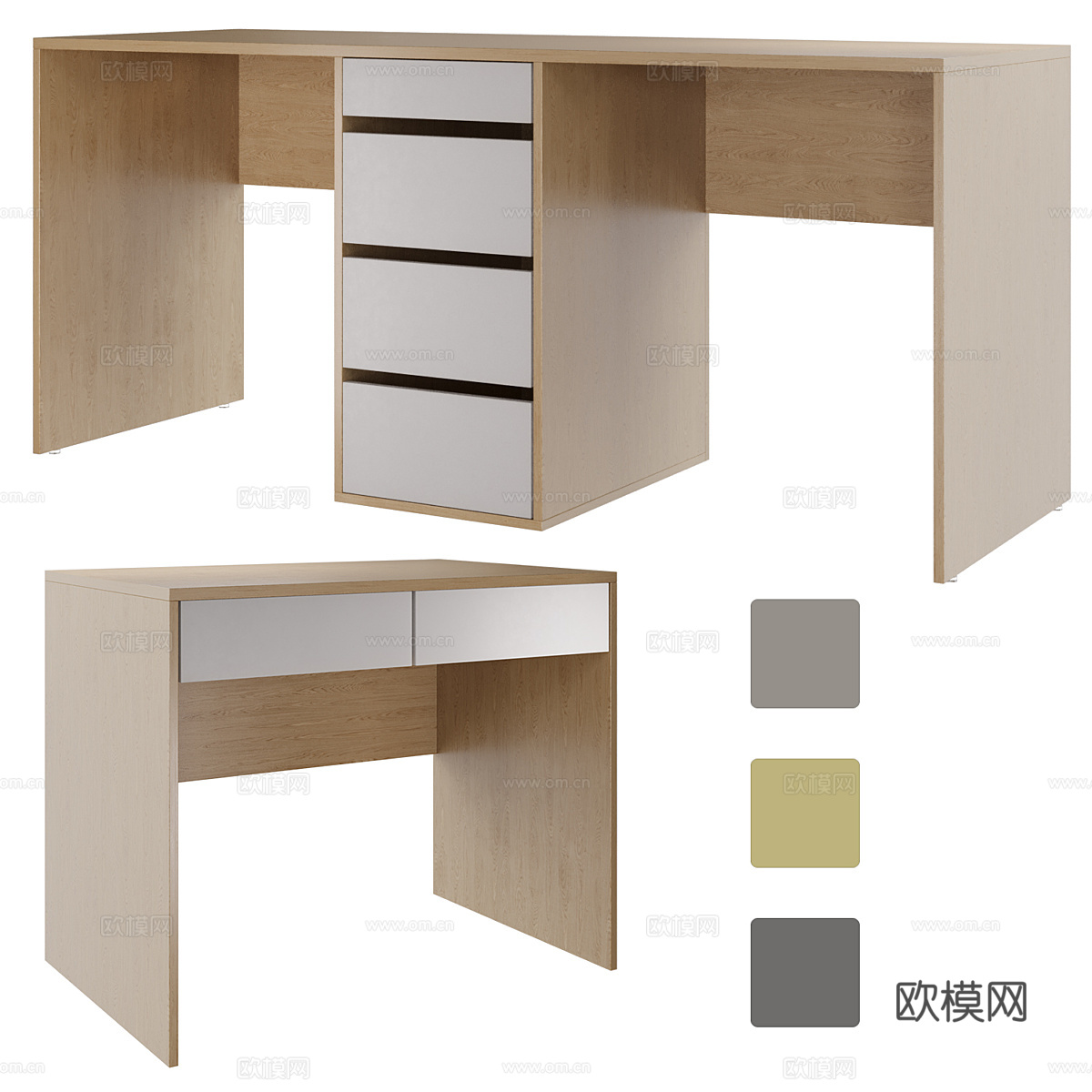现代意式极简书桌3d模型