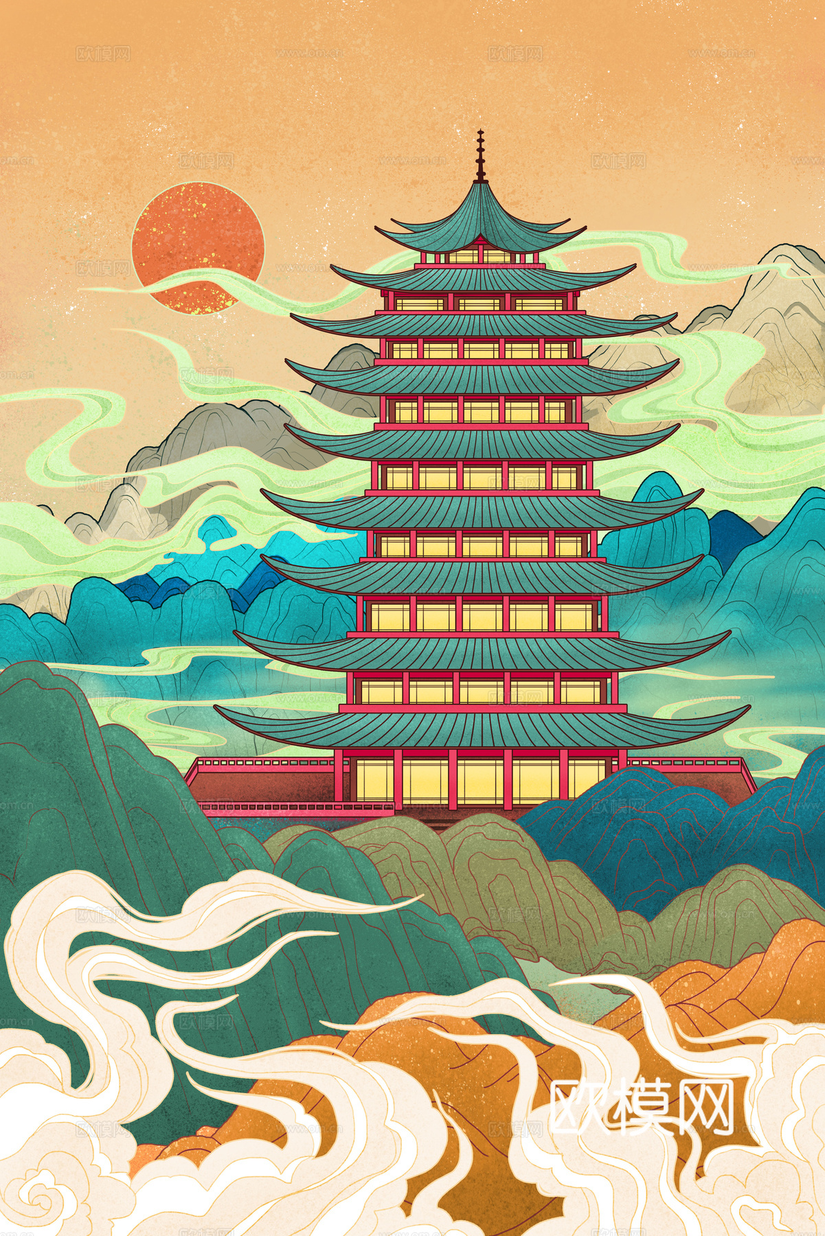 古风国潮城市壁纸