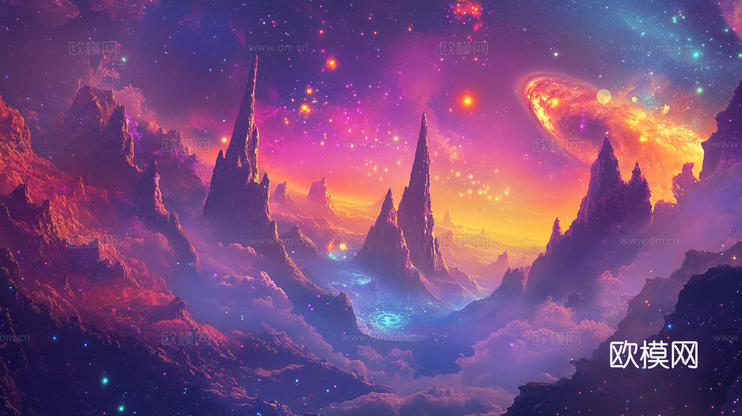 梦幻云彩科幻电视屏幕