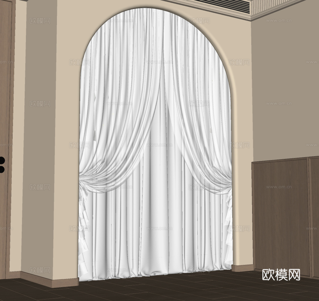 法式金属衣柜 金属衣架 金属衣帽间 纱帘 镂空蕾丝纱帘su模型