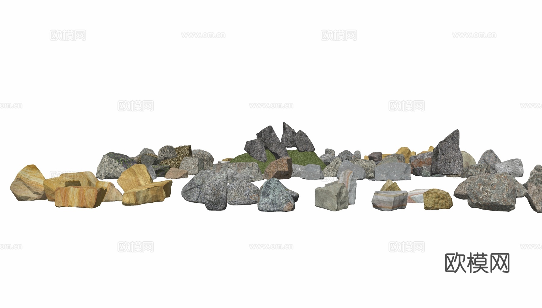 现代新中式石头 新中式庭院石头 庭院小品 庭院石头造景 石头su模型