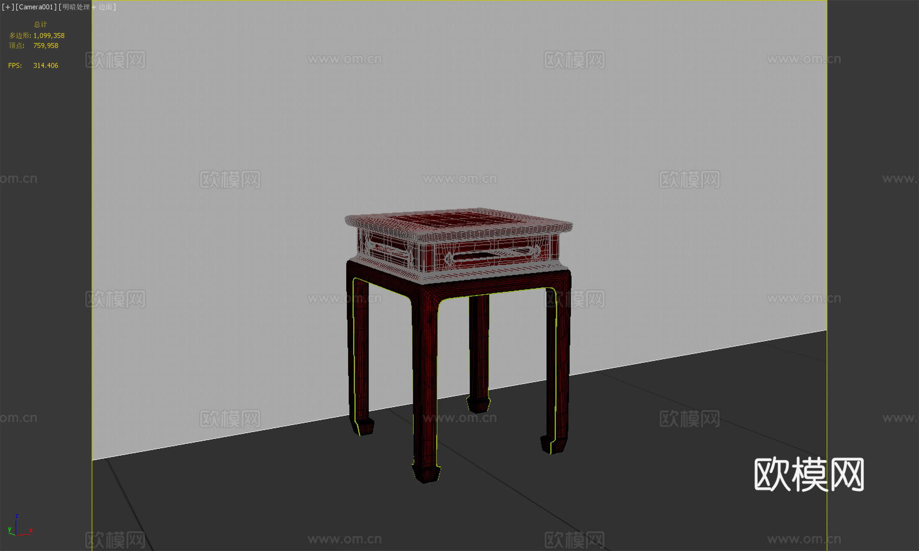 中式茶几 小桌几 实木红木3d模型