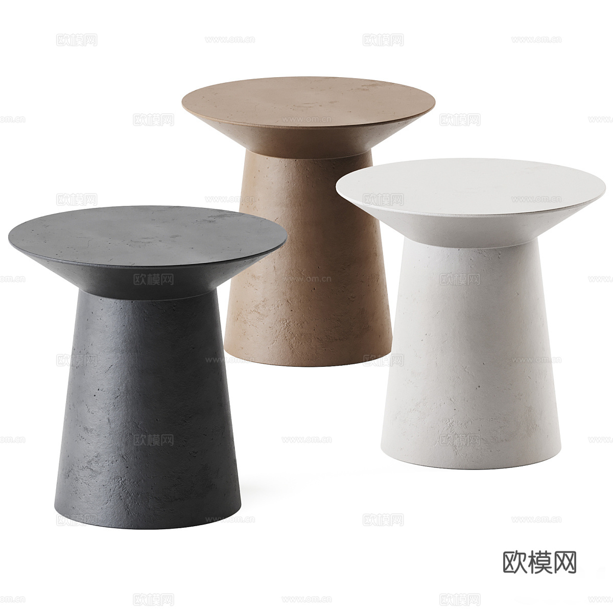 侘寂奶油风石材边几3d模型