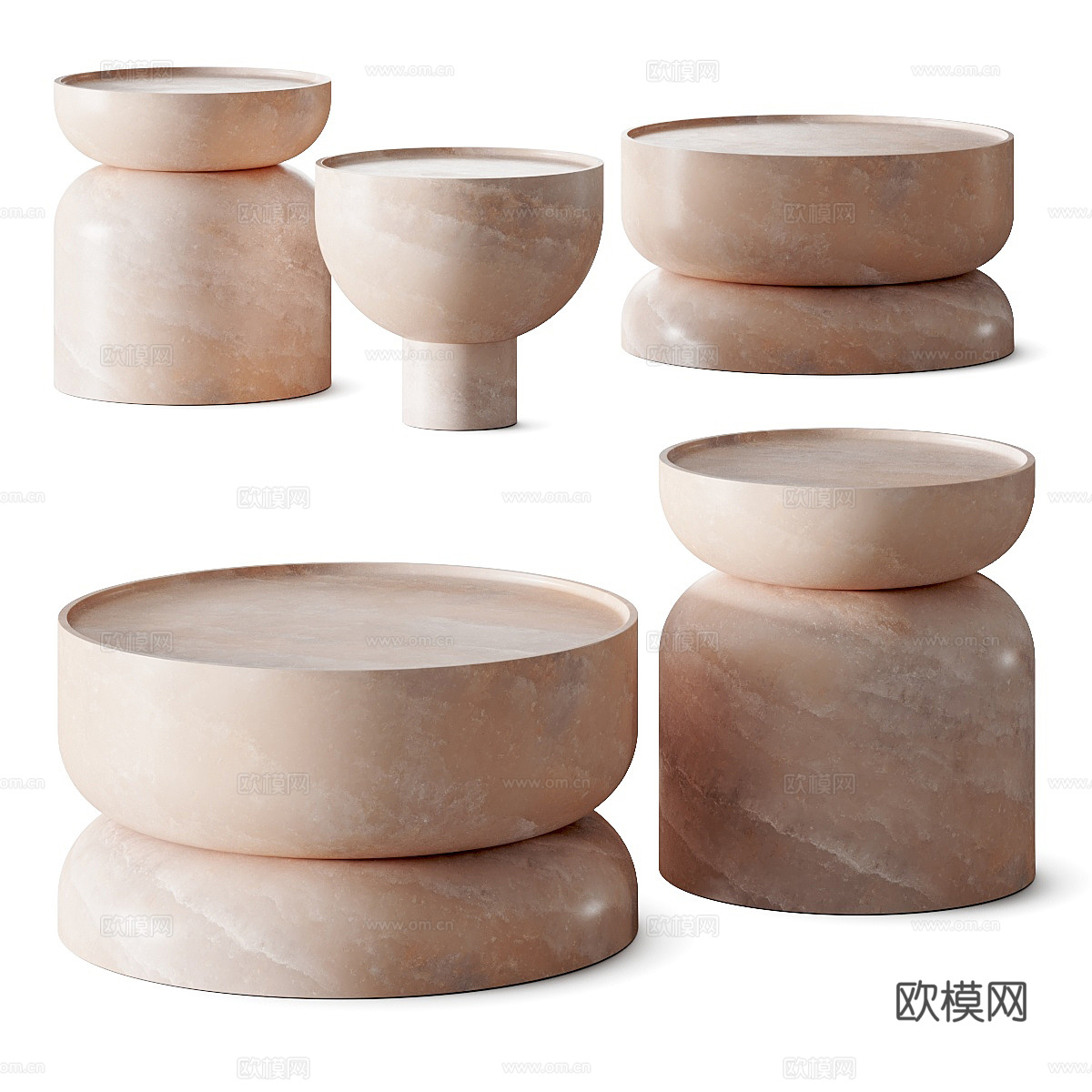现代意式极简大理石茶几3d模型