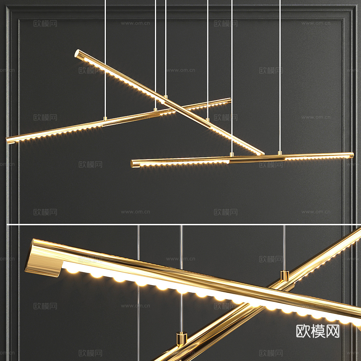 现代轻奢极简装饰吊灯3d模型