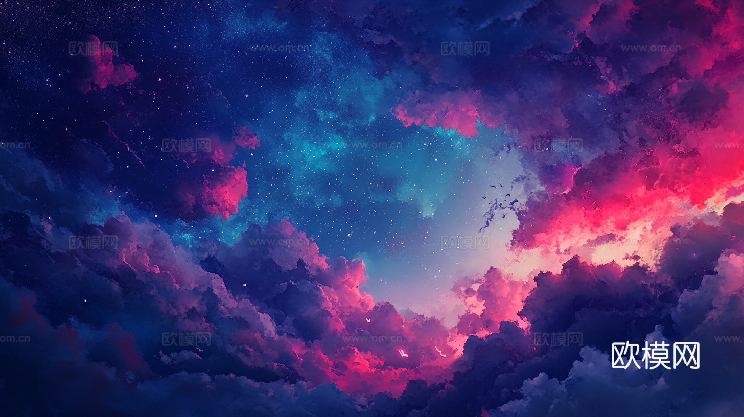 梦幻云彩科幻电视屏幕