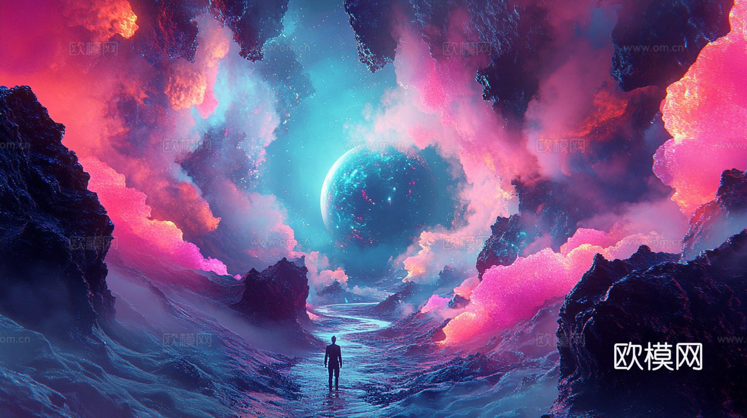 梦幻云彩科幻电视屏幕