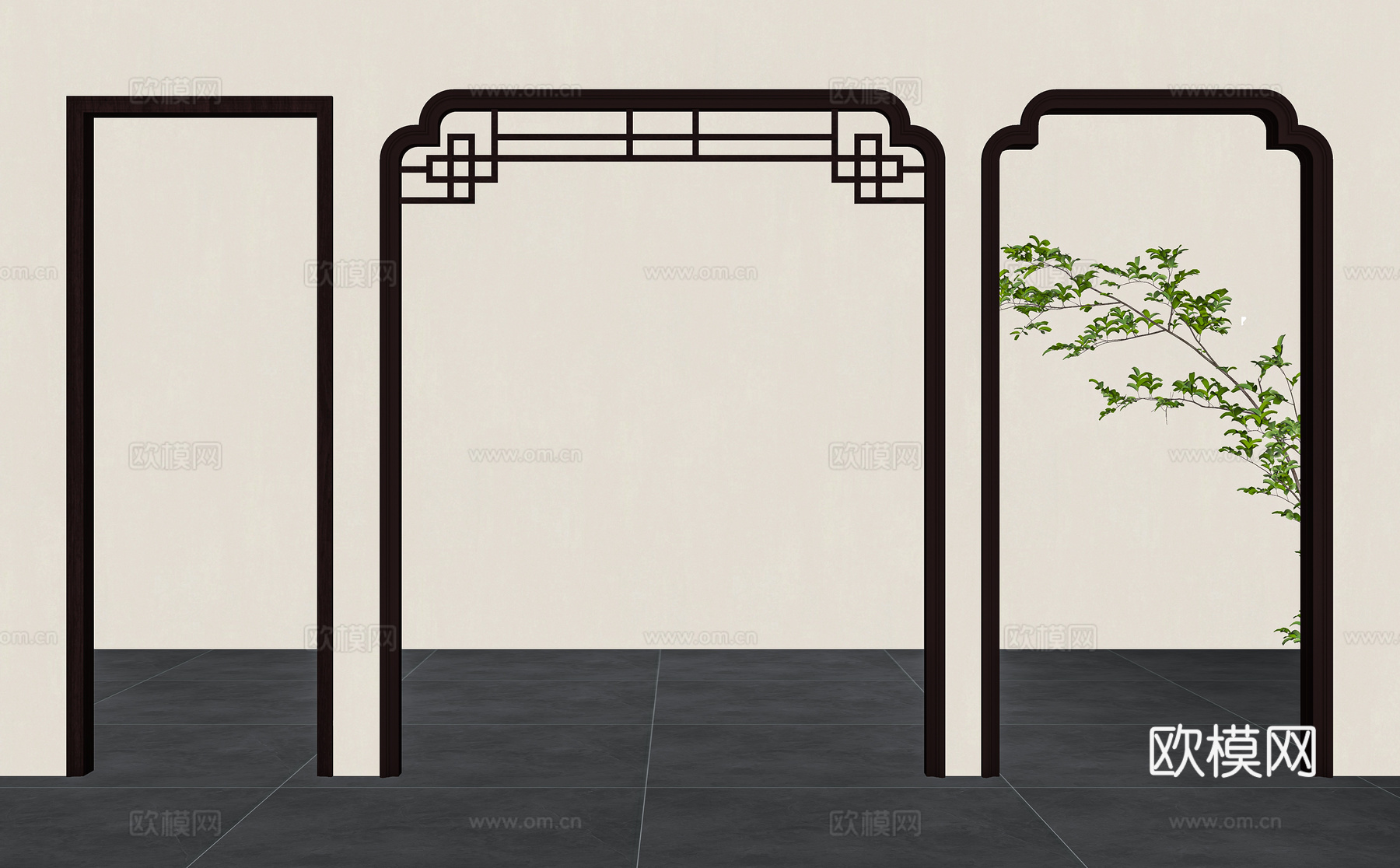 新中式门洞垭口su模型