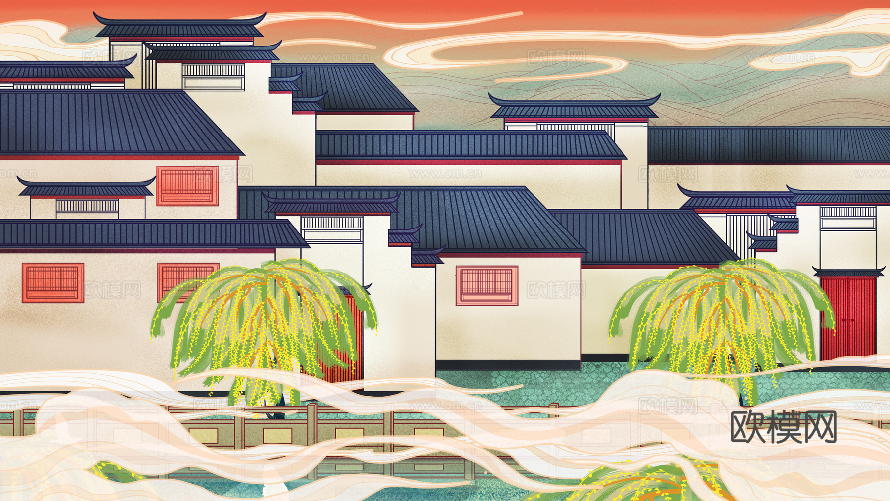 古风国潮城市壁纸