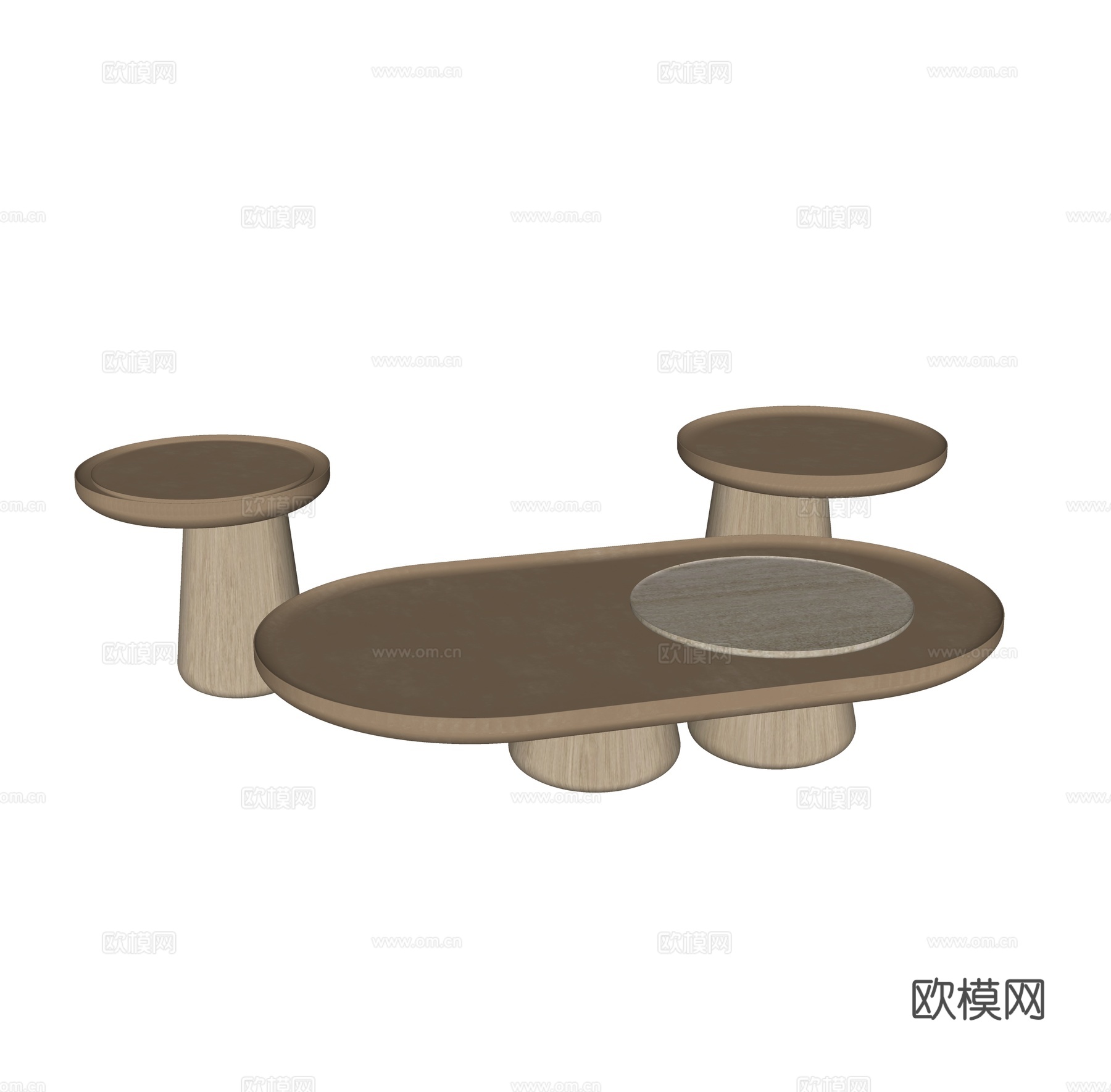 现代轻奢茶几组合su模型