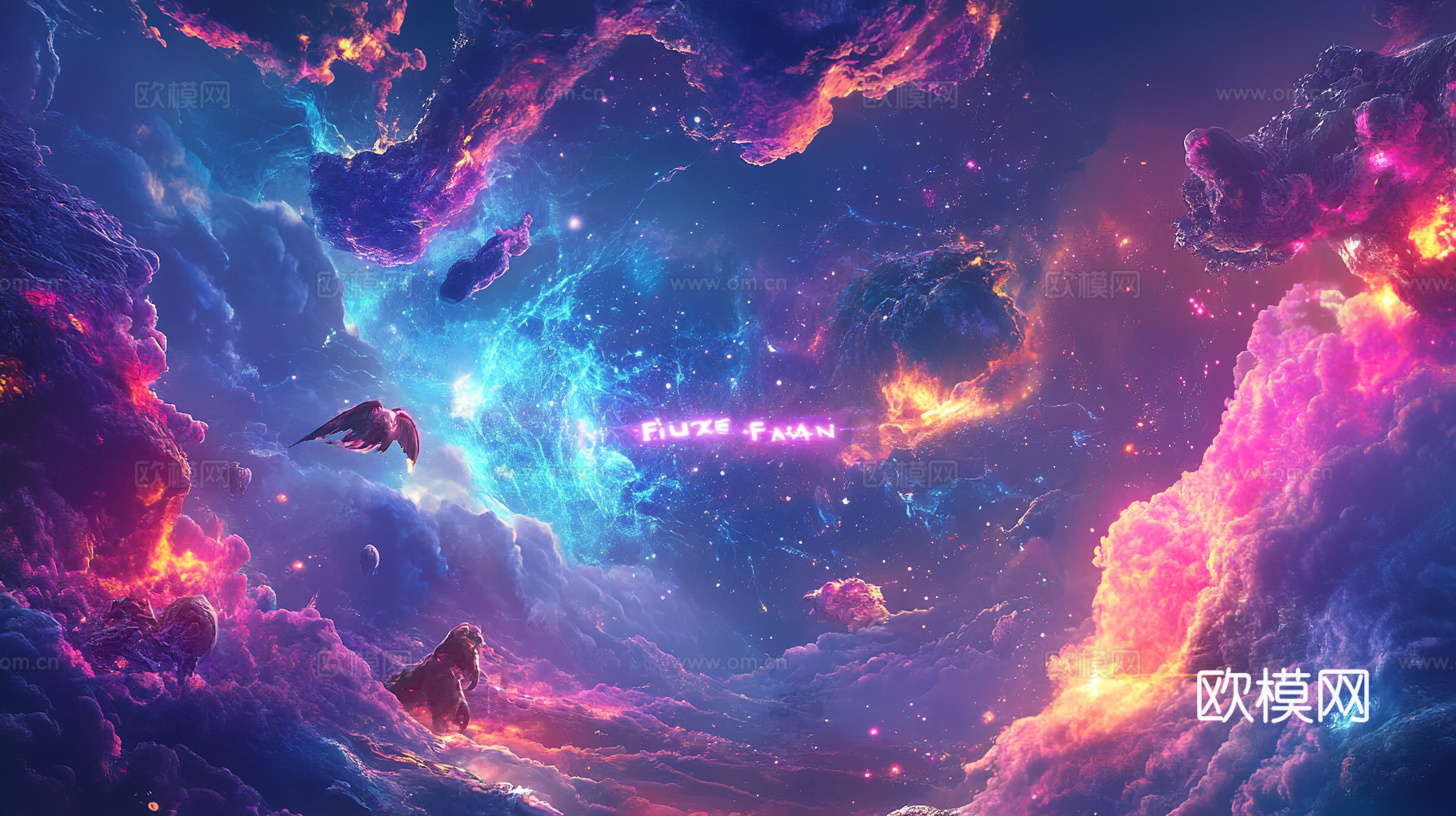 梦幻云彩科幻电视屏幕