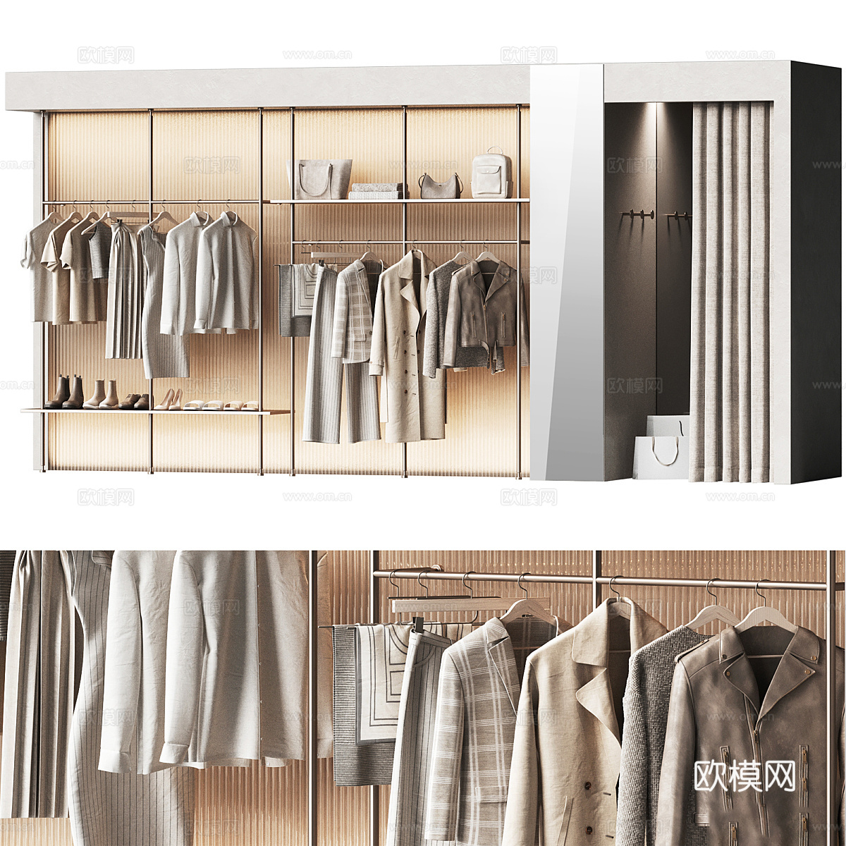 现代服装店衣服展示架3d模型