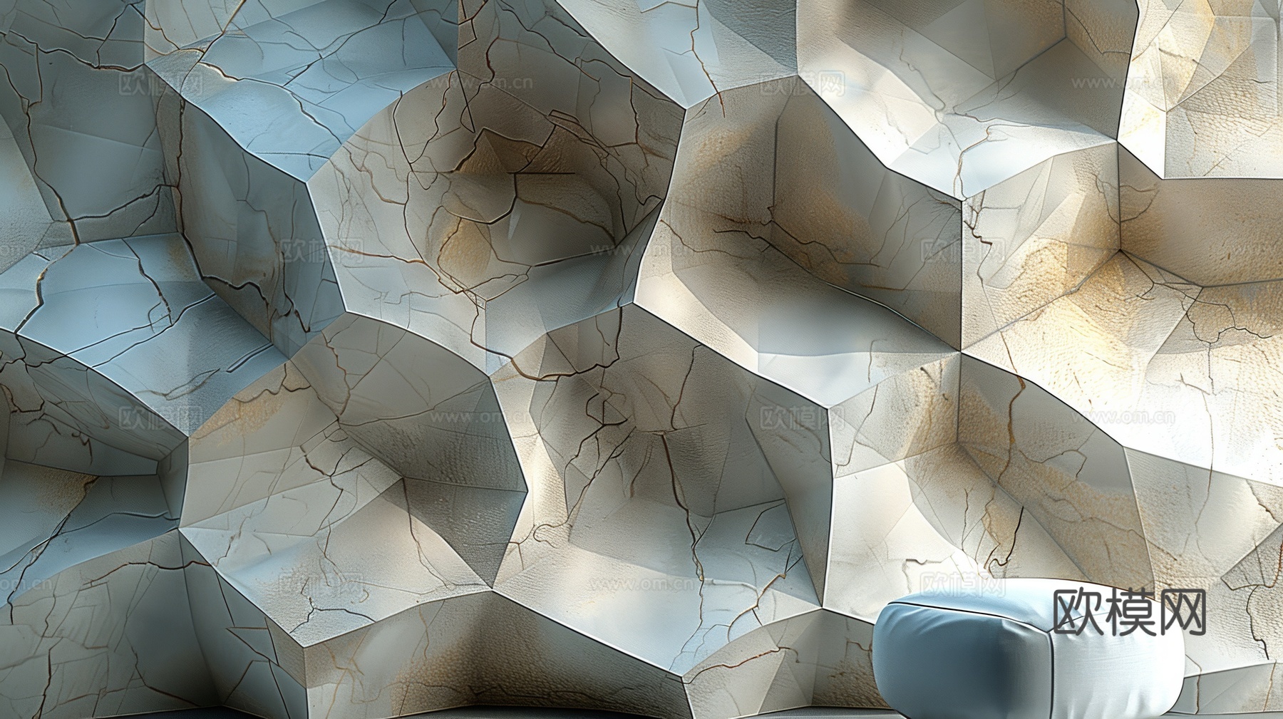 3D浮雕立体砖墙背景下载（渲染图1）