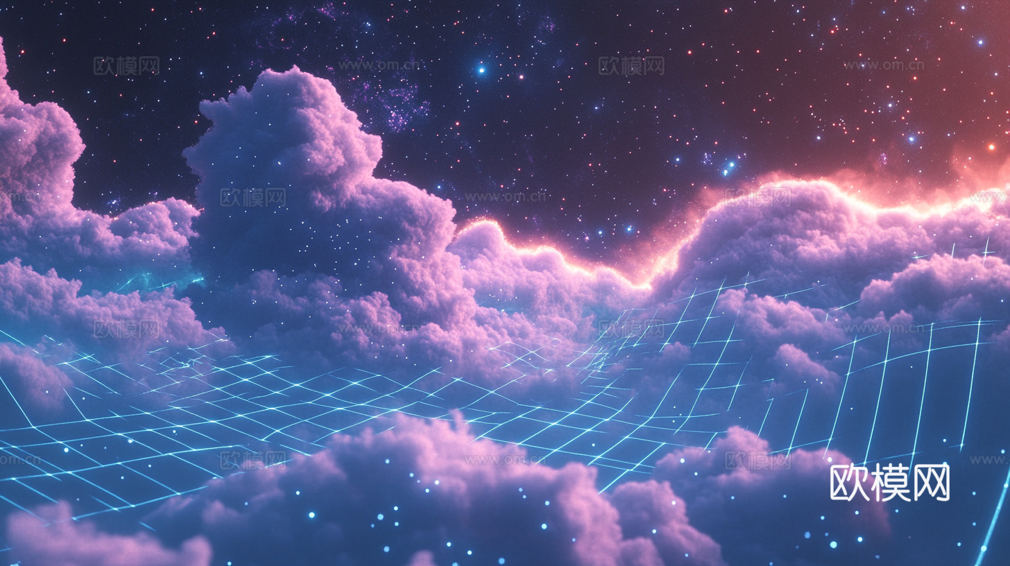 梦幻云彩科幻电视屏幕