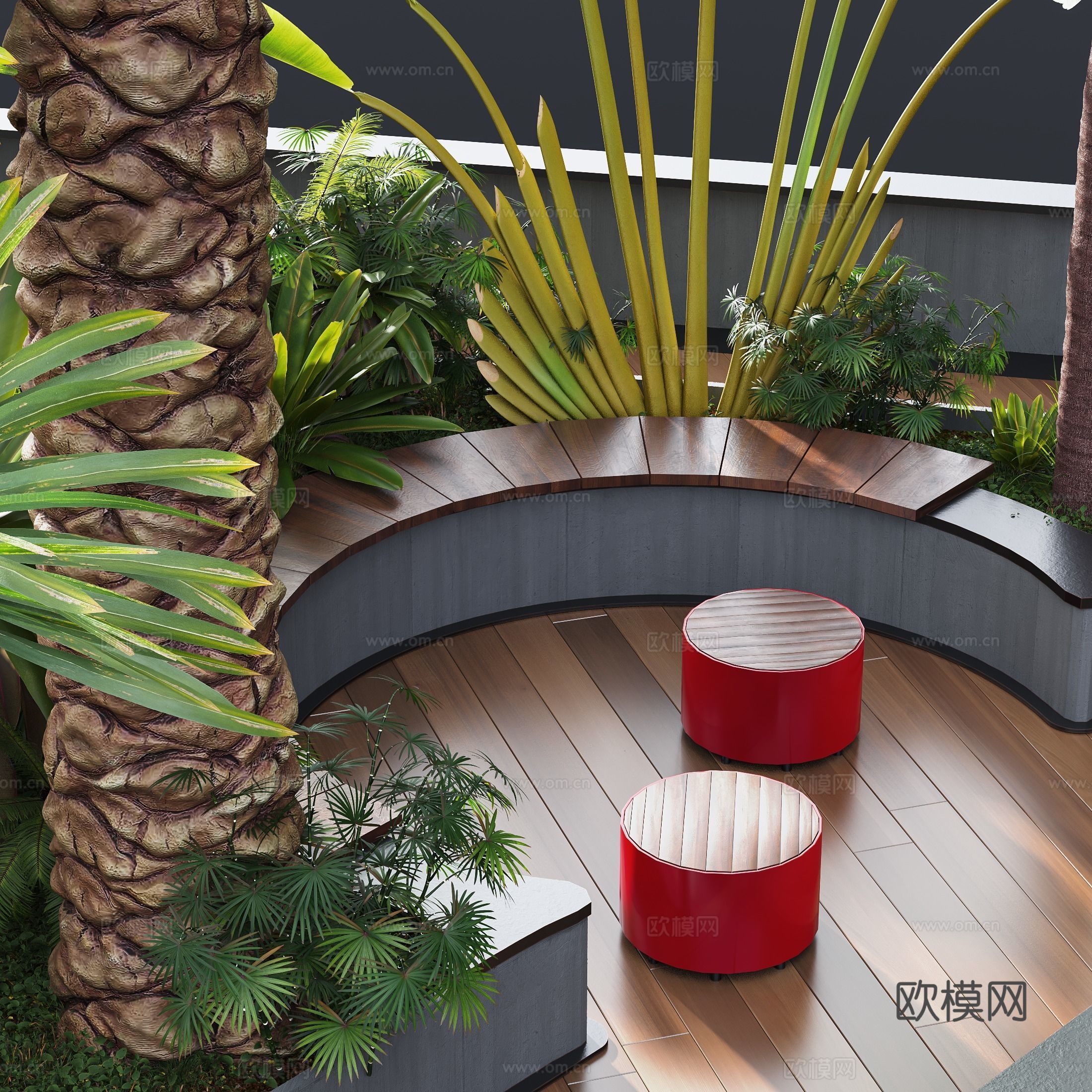 现代公园局部景观3d模型