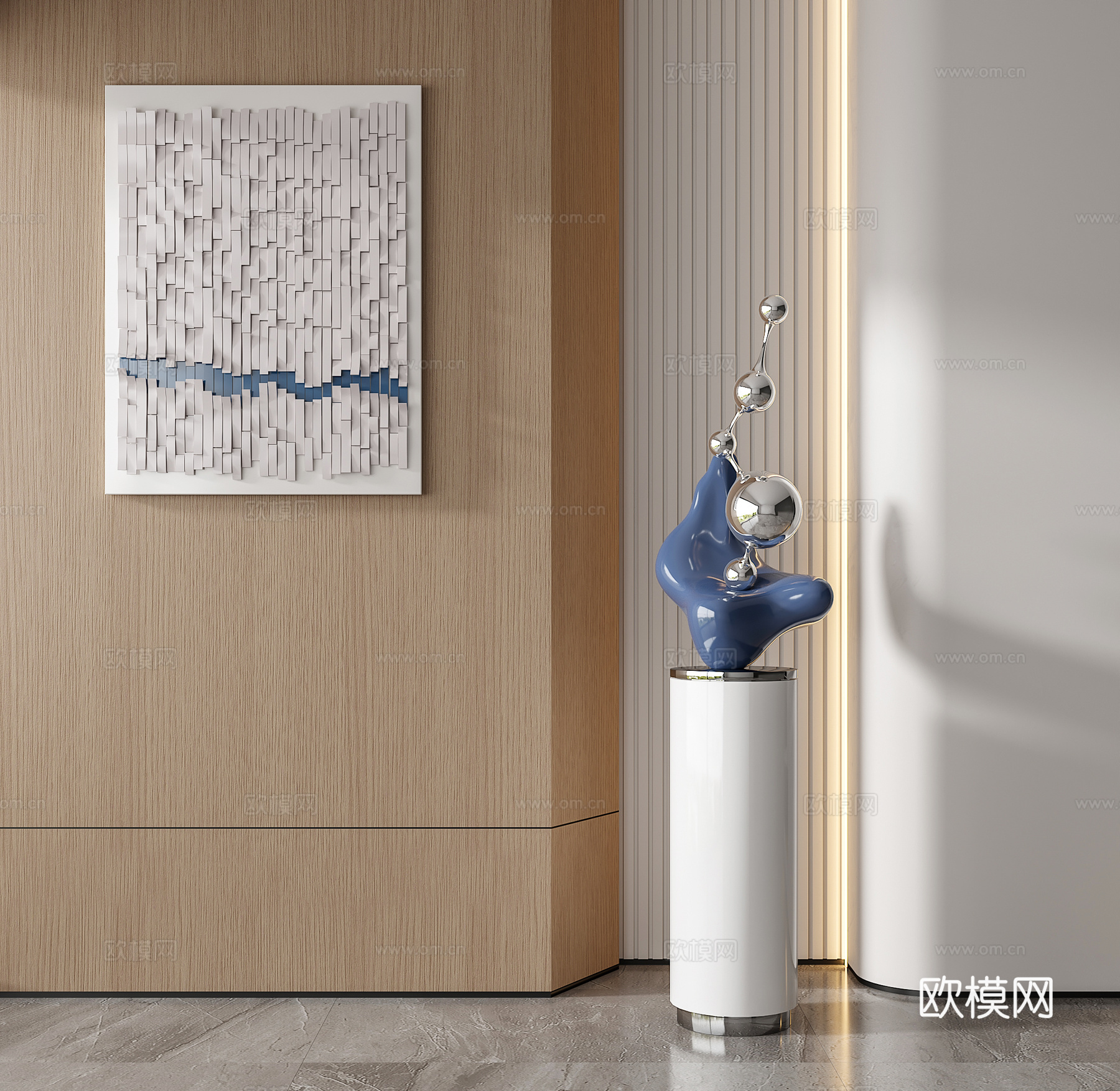 现代抽象艺术雕塑摆件装置3d模型