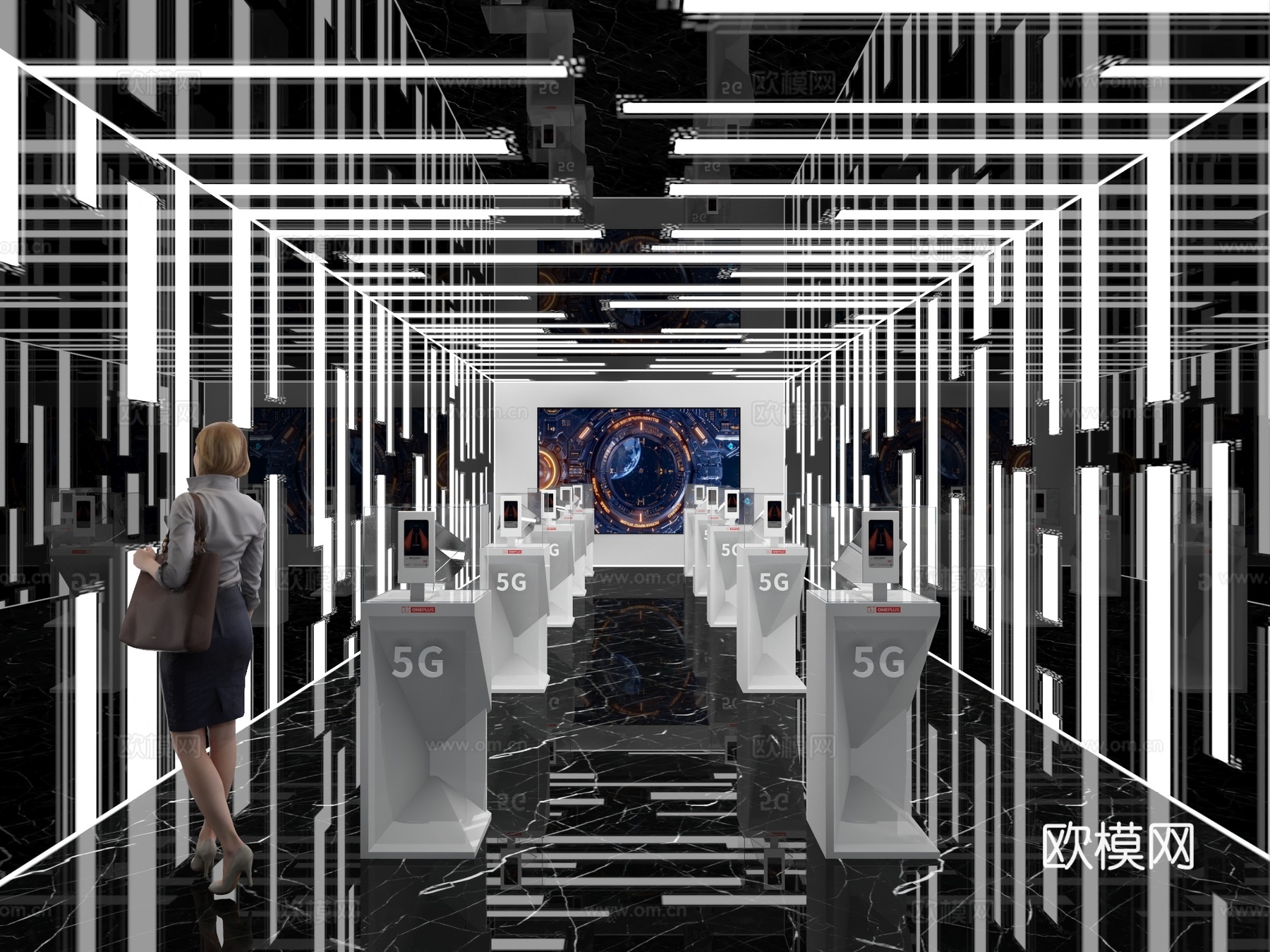 现代通讯展览3d模型