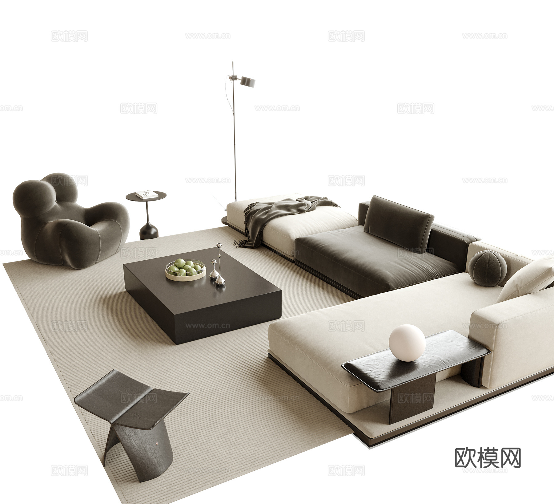 现代沙发茶几 多人沙发 休闲椅 转角沙发3d模型