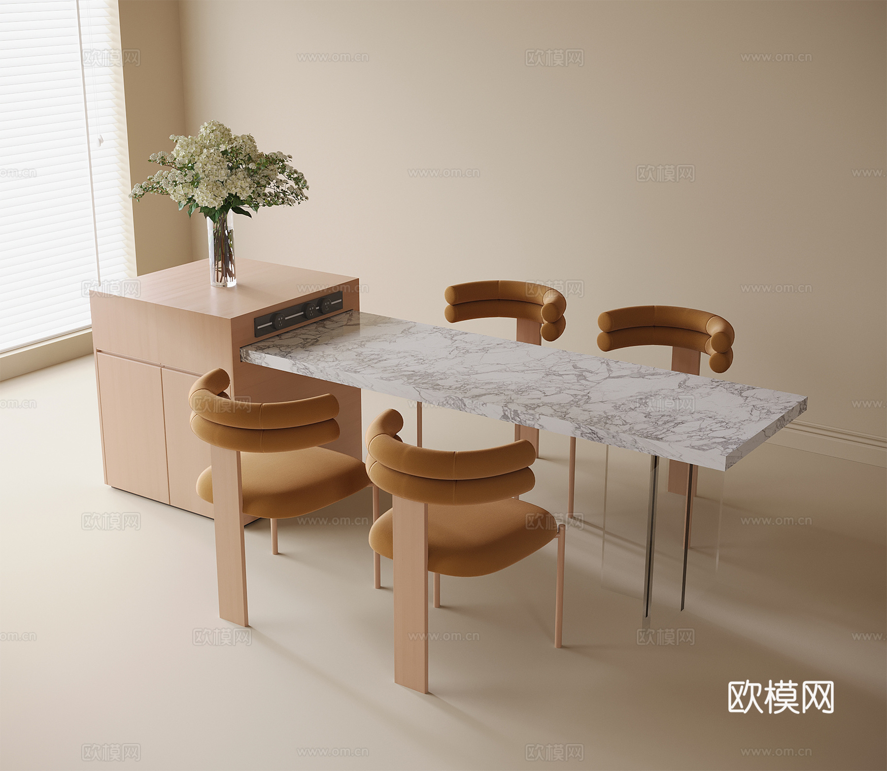 现代餐桌椅 餐椅 岛台餐桌3d模型