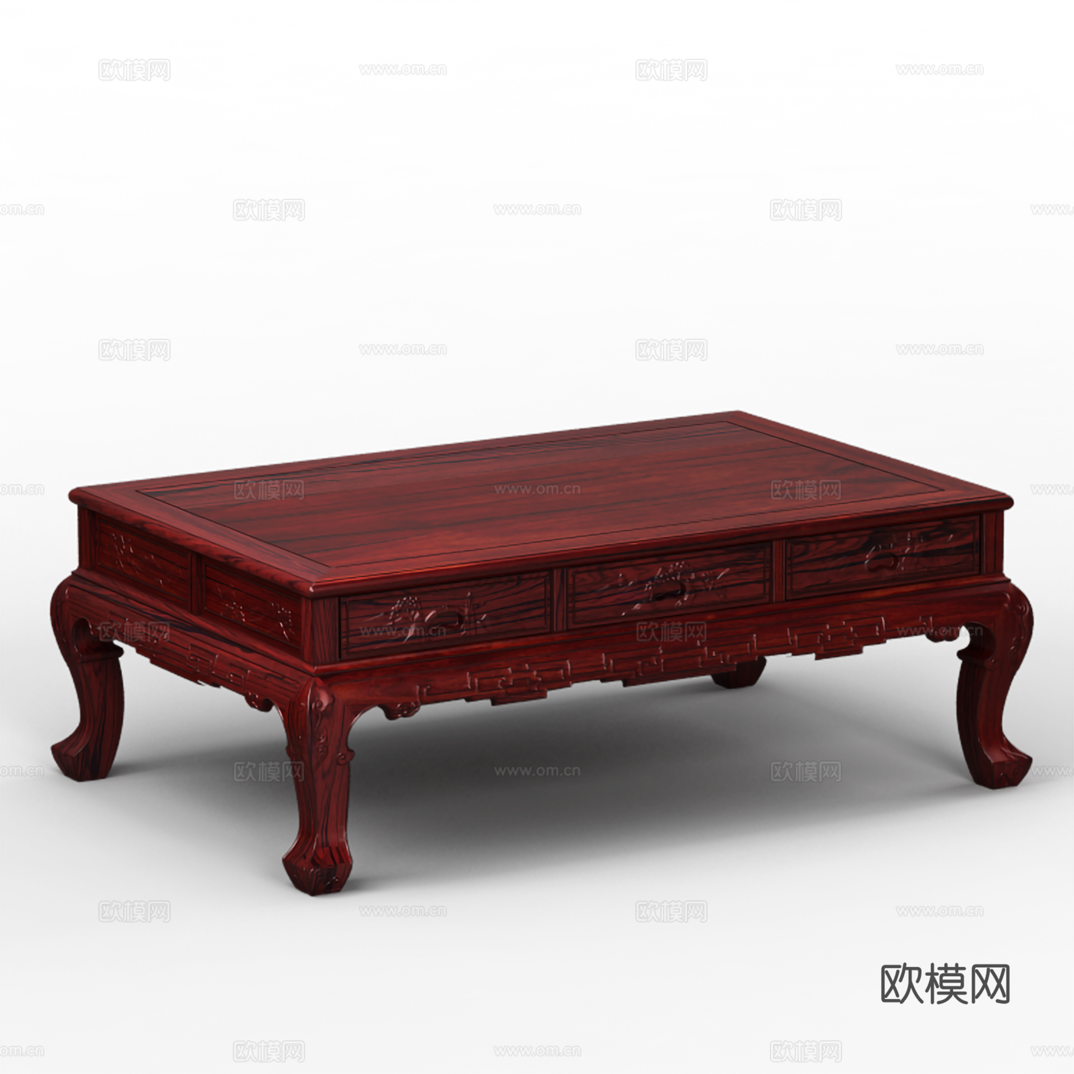 中式客厅茶几 雕花茶几 欧式桌腿 红木实木3d模型
