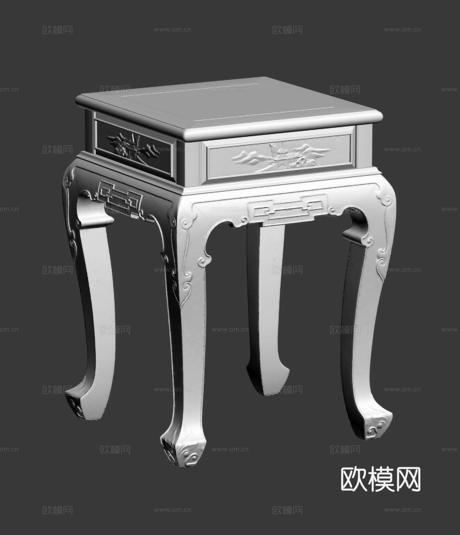 中式花架 雕花 欧式桌腿 实木红木3d模型