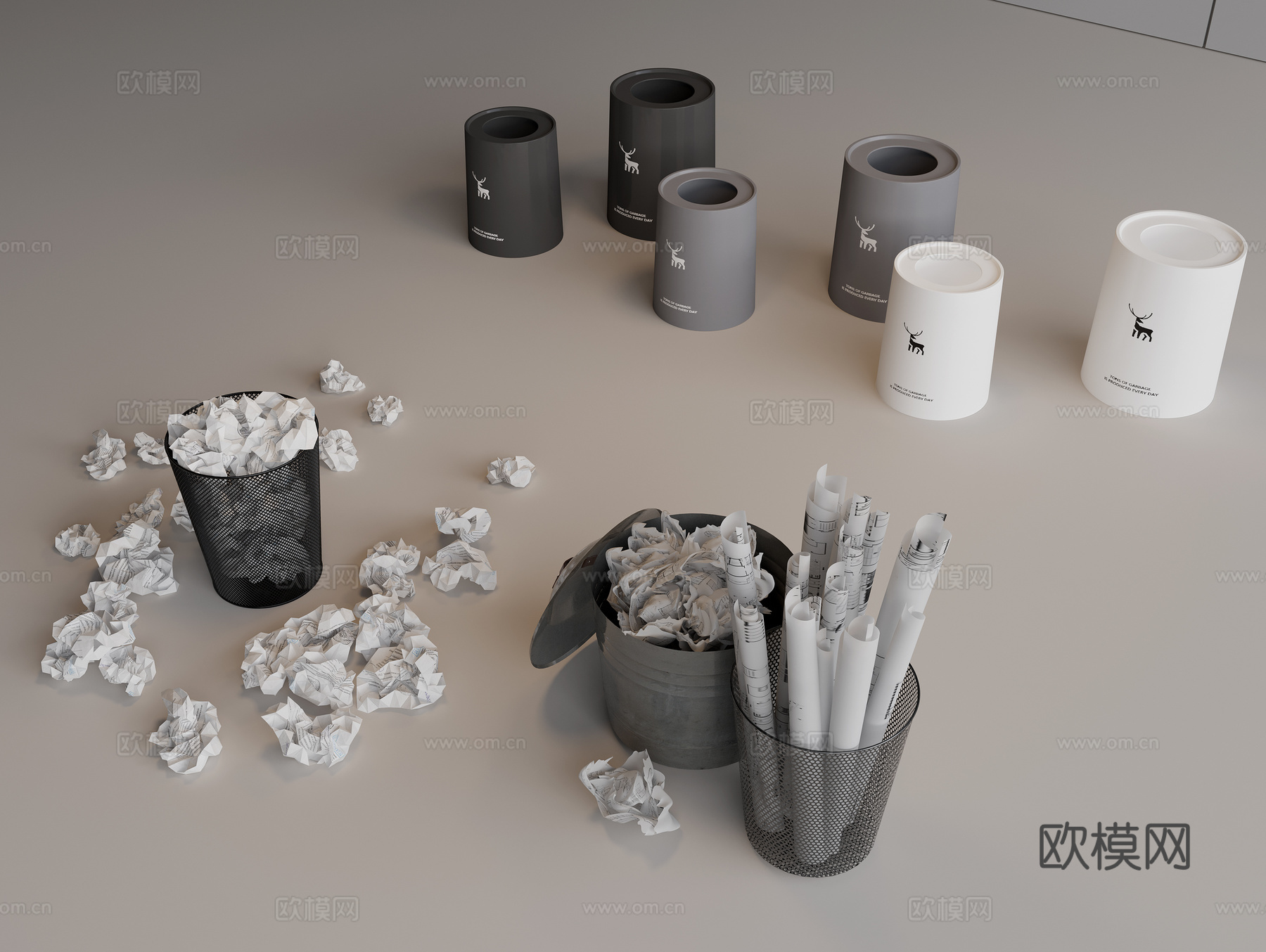 塑料垃圾桶 铁质垃圾桶 卫生间垃圾桶 厨房垃圾桶3d模型