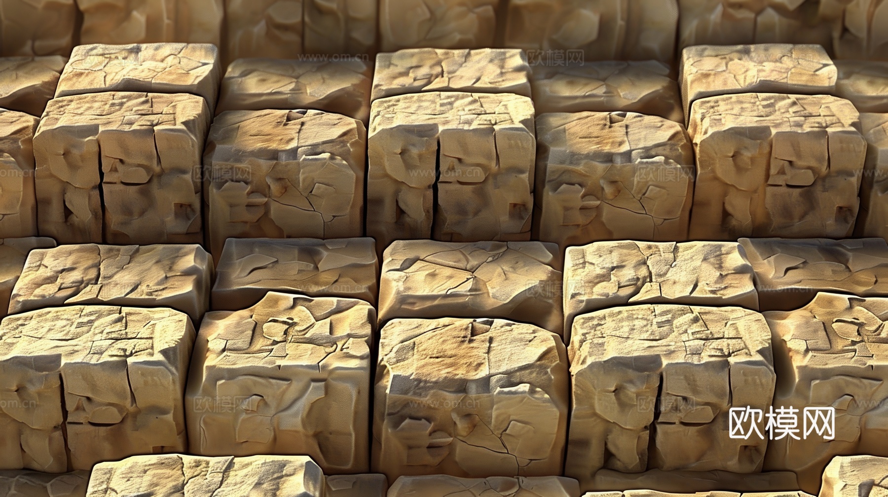 3D浮雕立体砖墙背景下载（渲染图2）