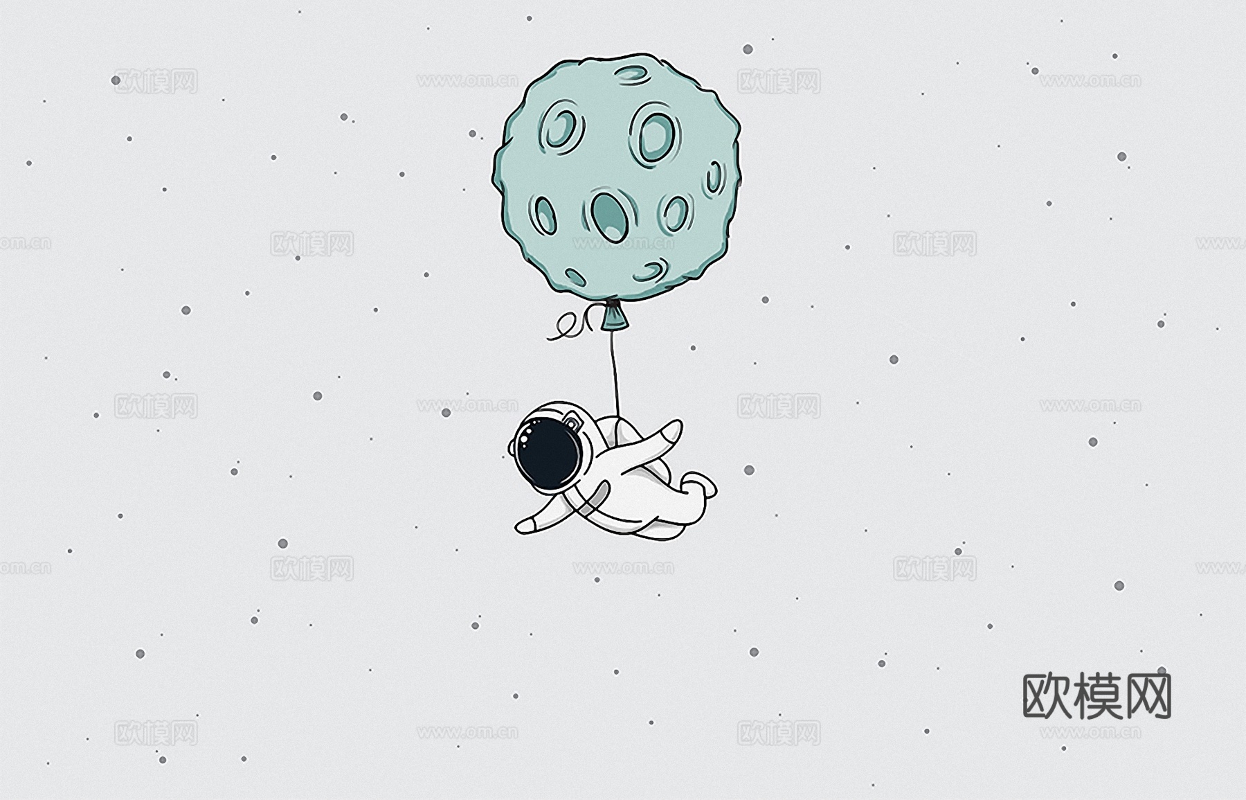 卡通 太空 动物  肌理墙布 壁纸无缝贴图