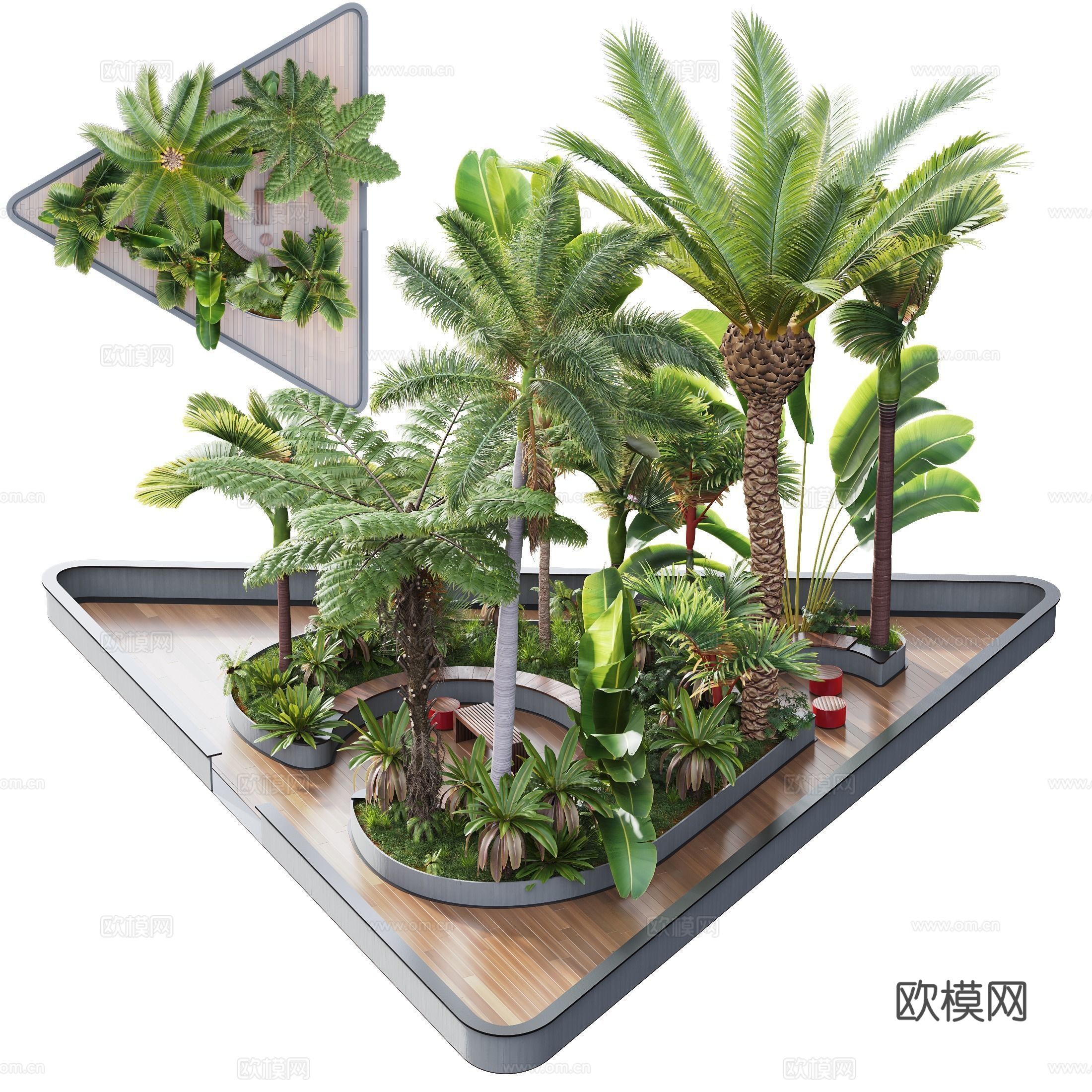 现代公园局部景观3d模型
