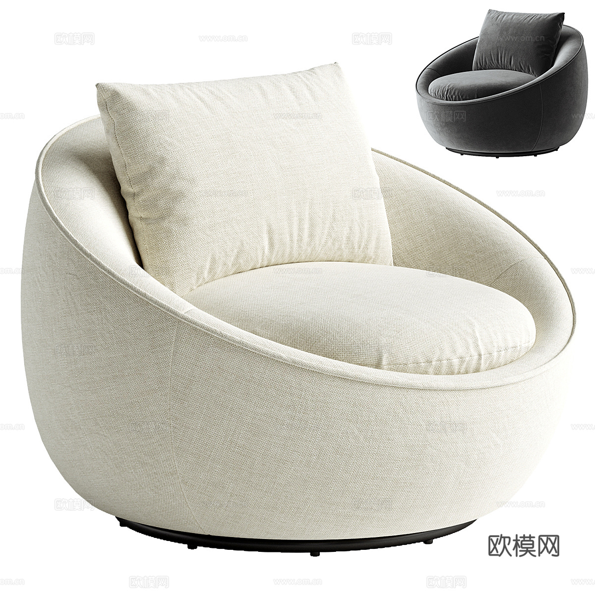 现代意式 Bloom Club 扶手椅3d模型