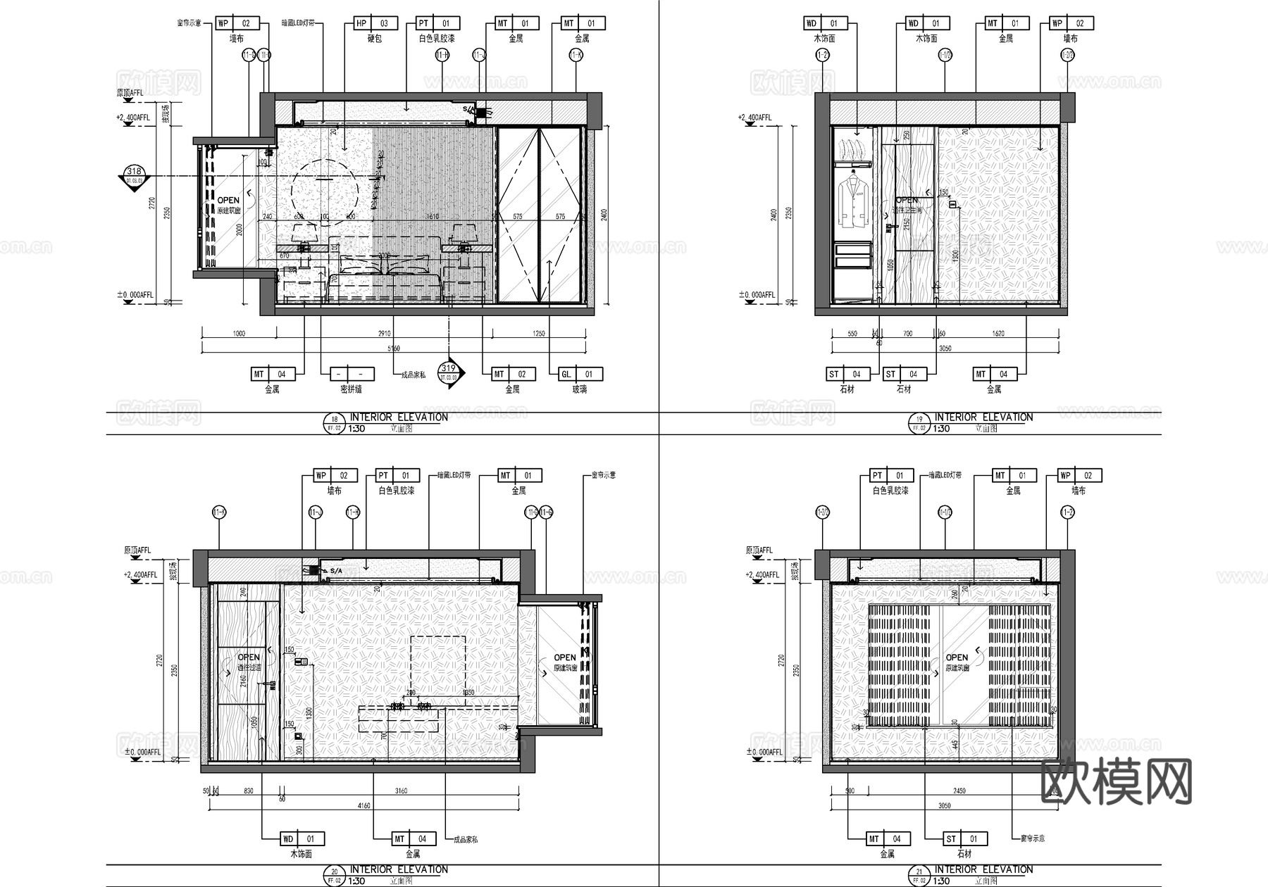 115㎡家装CAD施工图 平层 私宅 样板房 三居室cad施工图