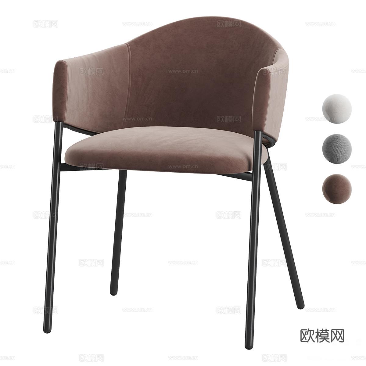 现代极简布艺餐椅3d模型