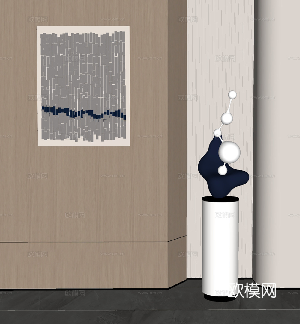 现代抽象艺术雕塑摆件装置su模型