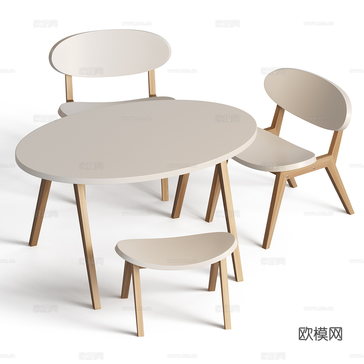 现代北欧儿童桌椅3d模型