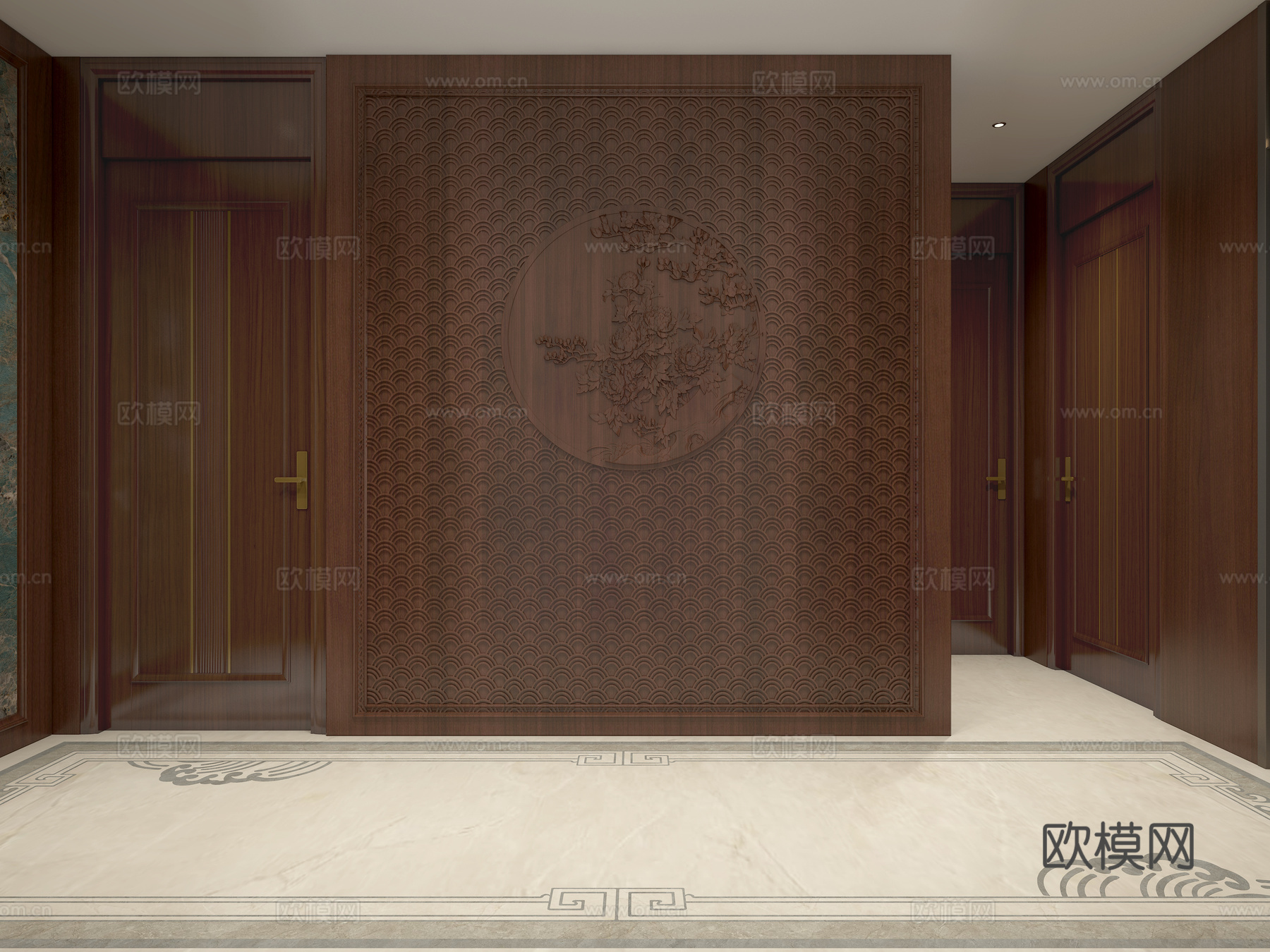 新中式走廊过道3d模型