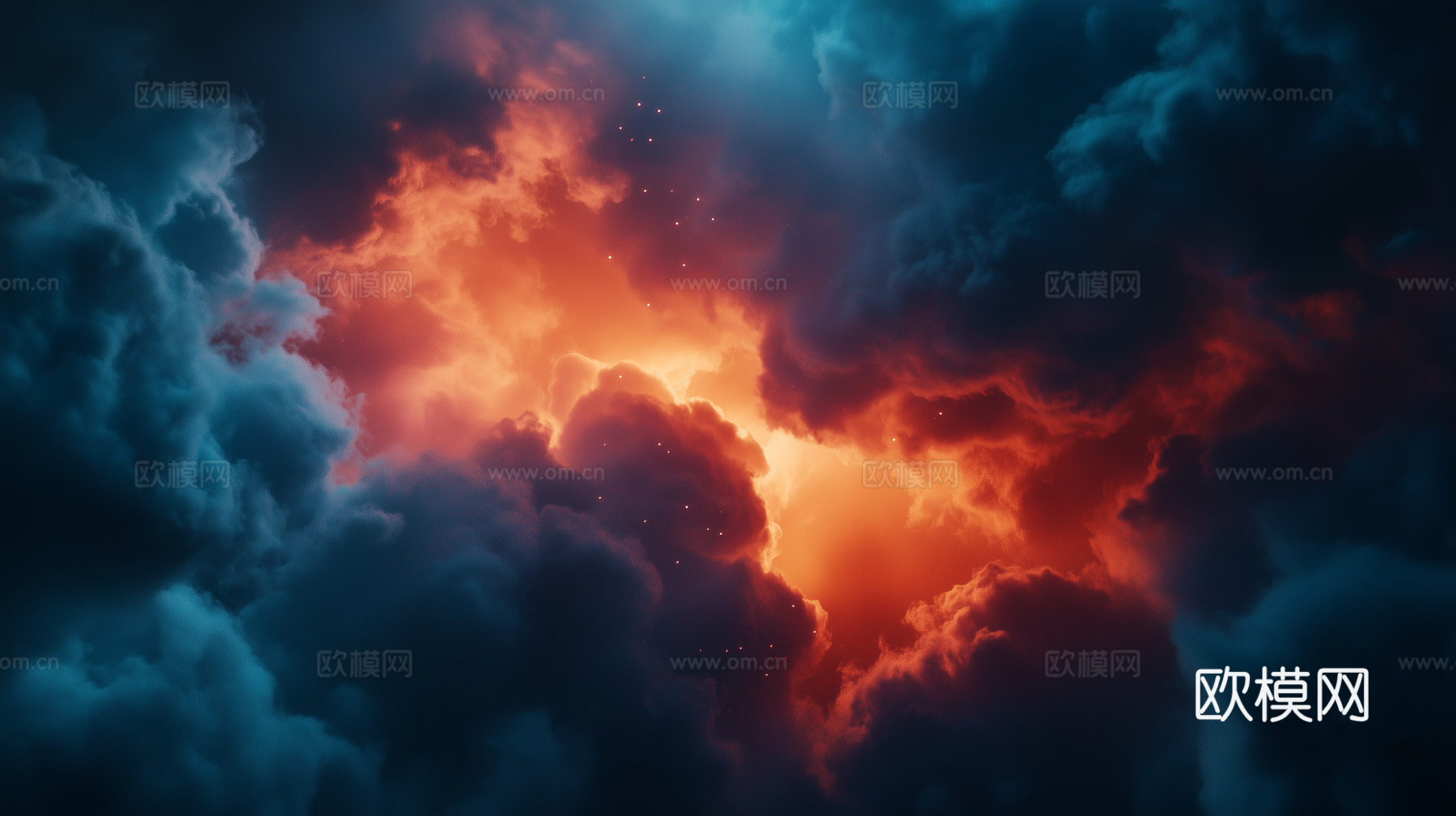 梦幻云彩科幻电视屏幕