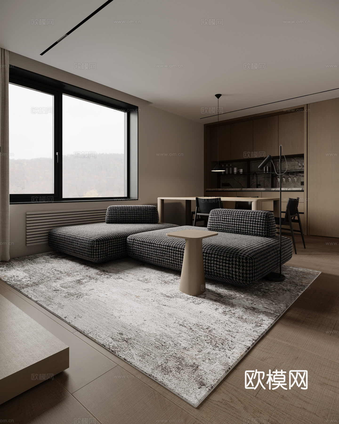 现代客餐厅 客厅 沙发 餐桌椅3d模型