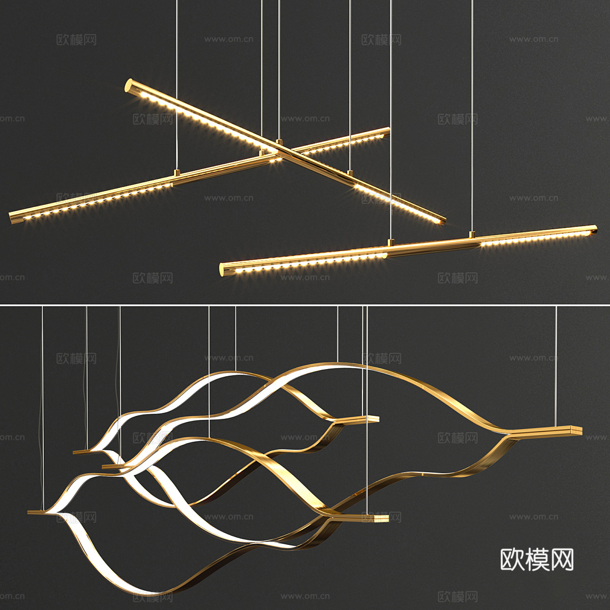 现代轻奢极简装饰吊灯3d模型