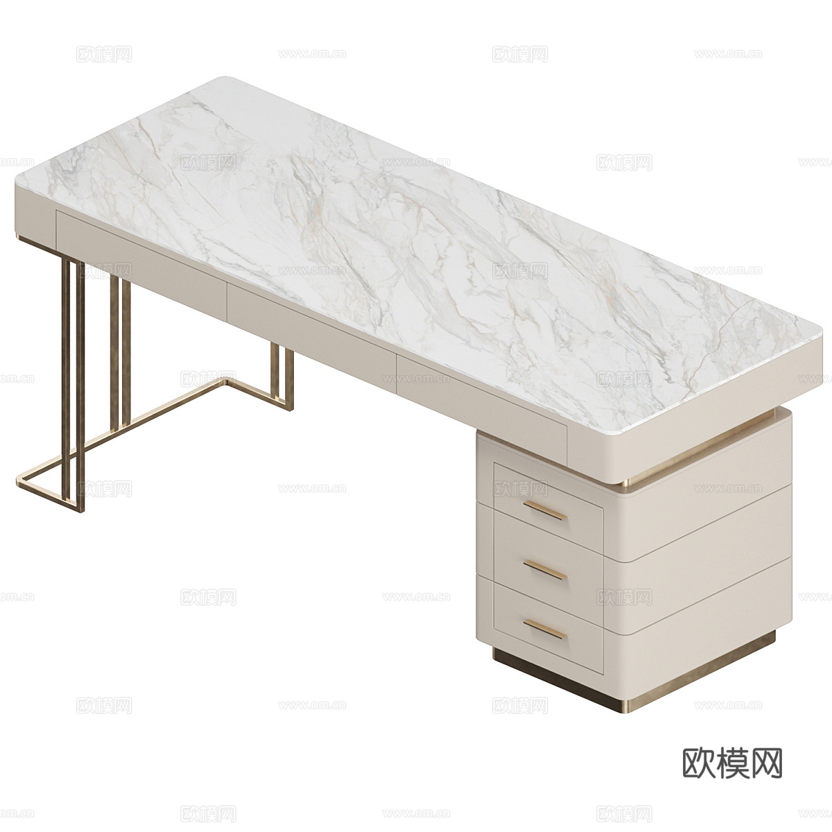 现代意式轻奢办公桌3d模型