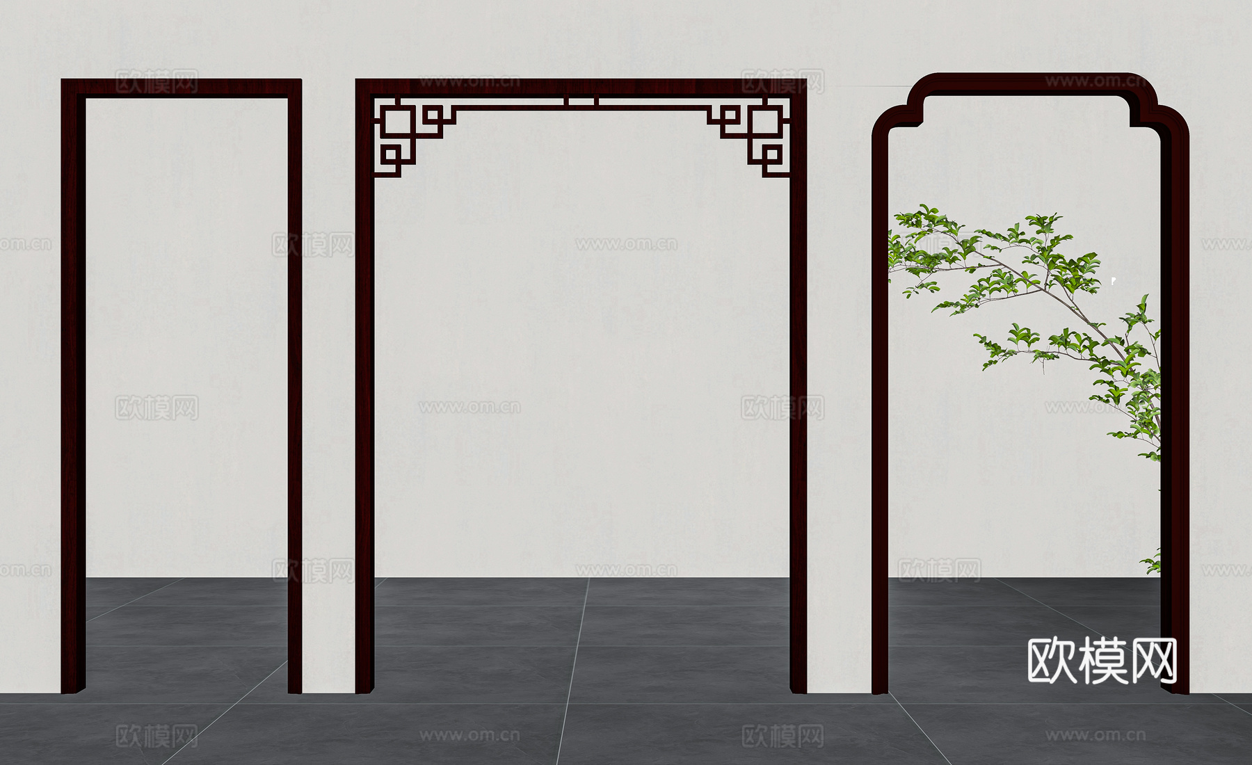 新中式门洞垭口su模型